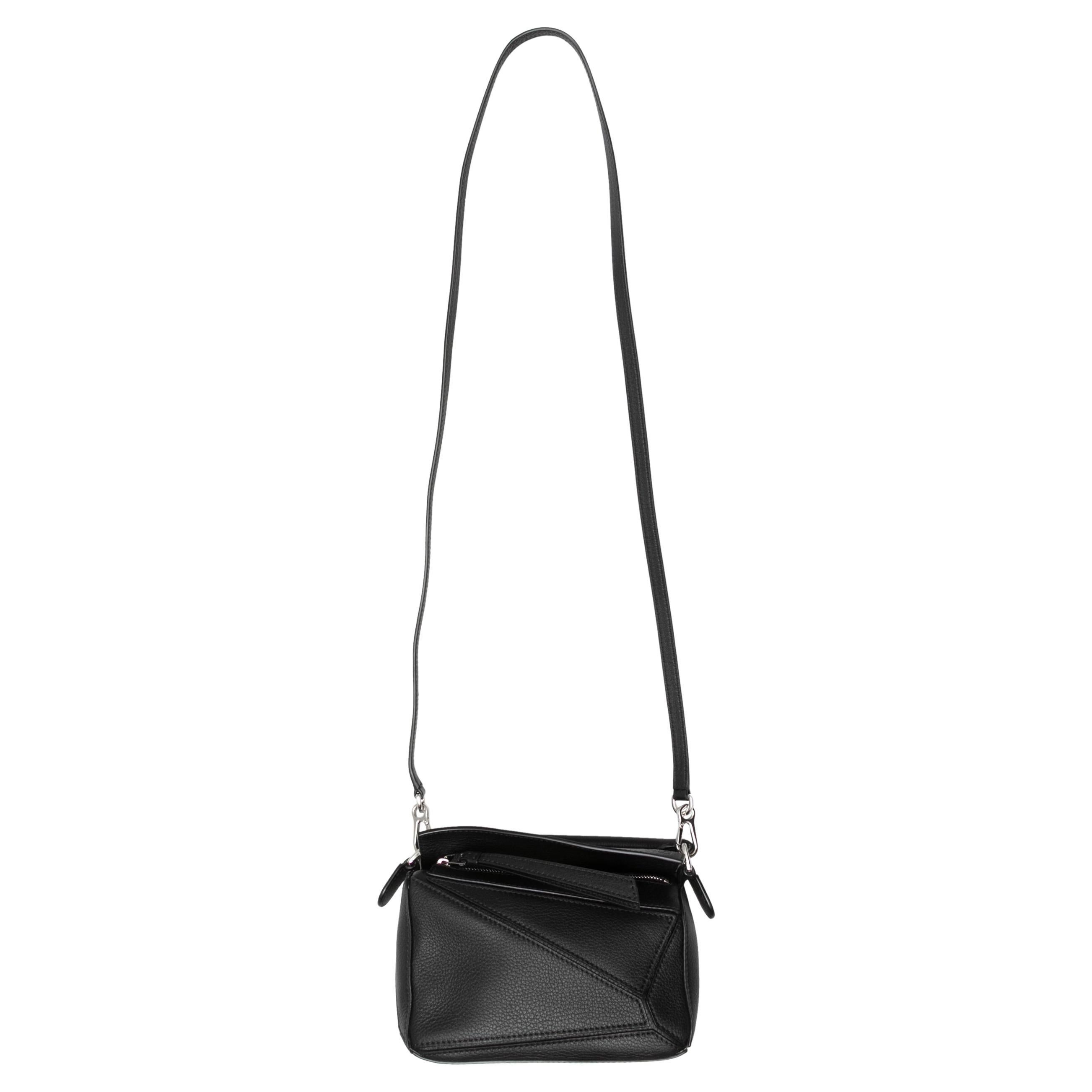 Black Loewe Mini Leather Puzzle Crossbody Bag For Sale