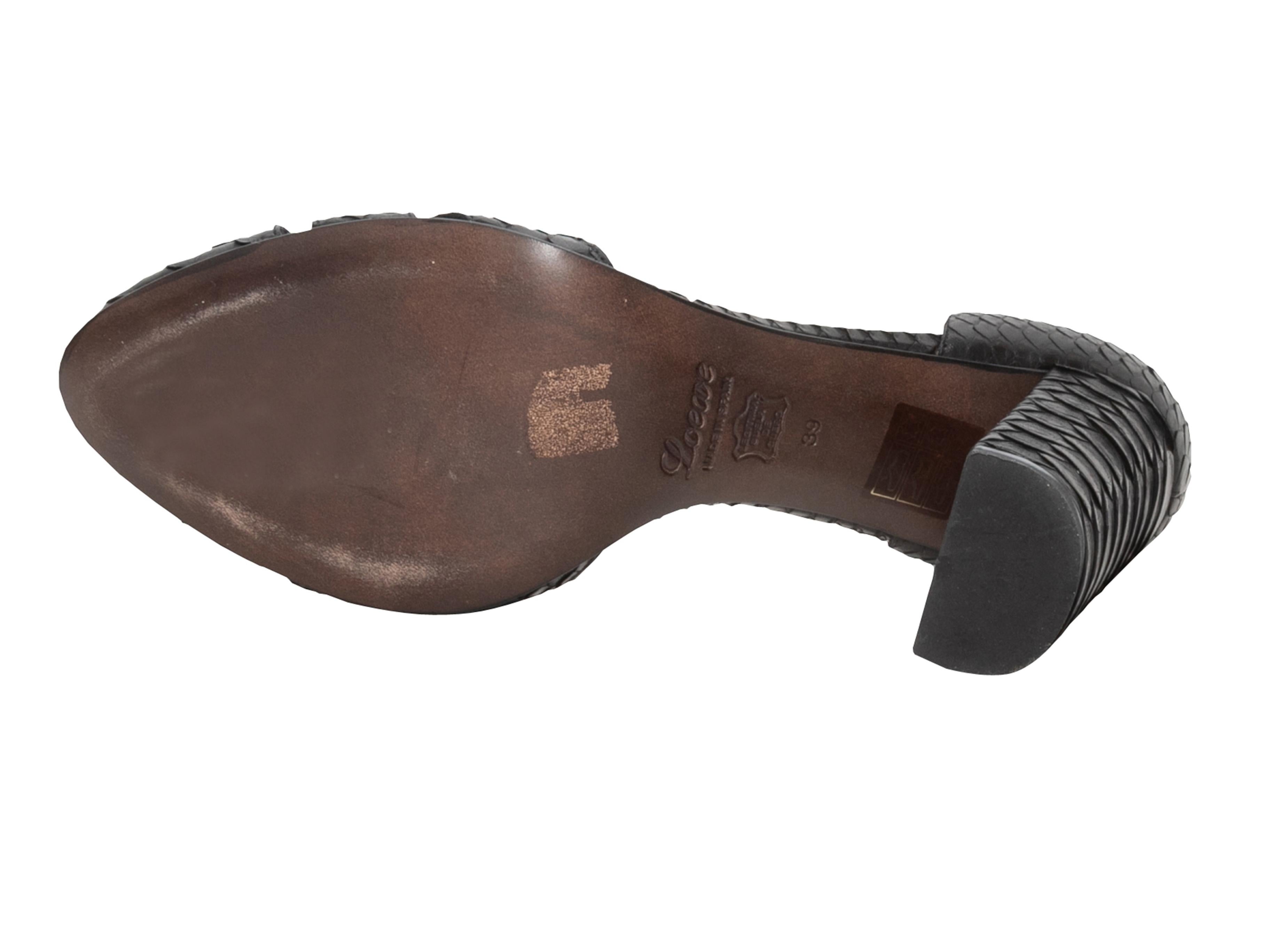 Black Loewe Snakeskin d'Orsay Pumps Size 39 For Sale 1
