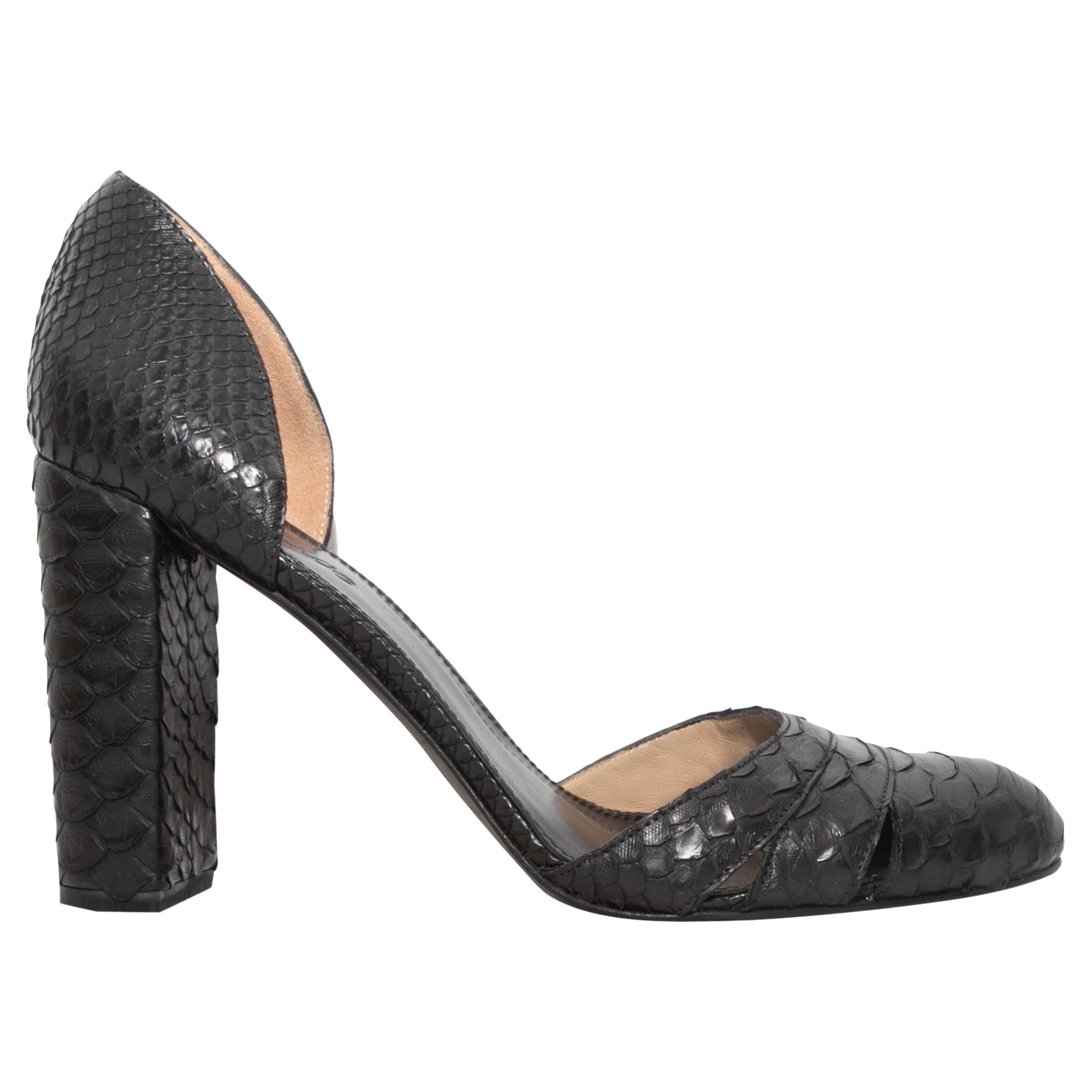 Black Loewe Snakeskin d'Orsay Pumps Size 39 For Sale