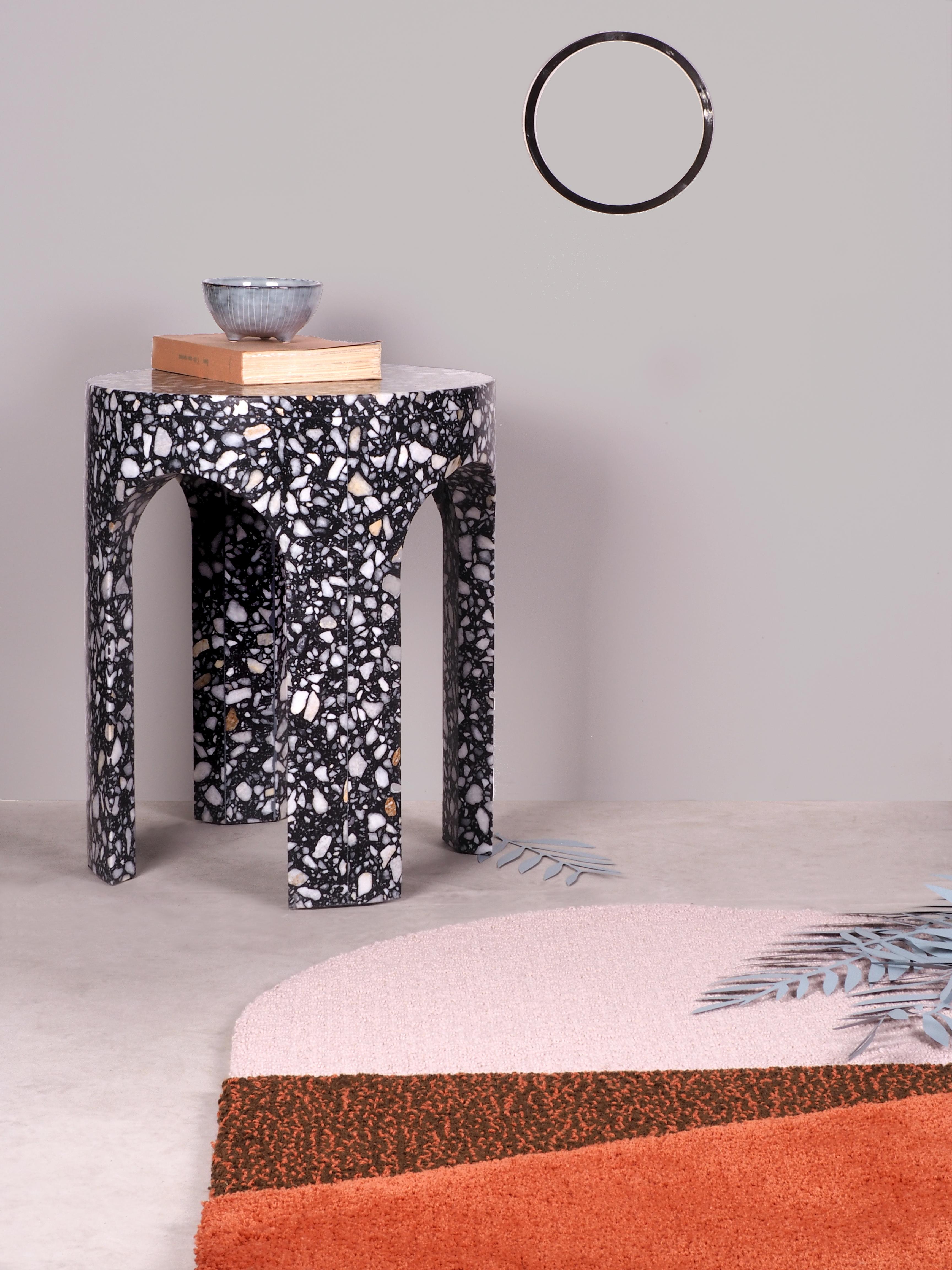 Contemporary Black Loggia Terrazzo Side Table by Matteo Leorato For Sale