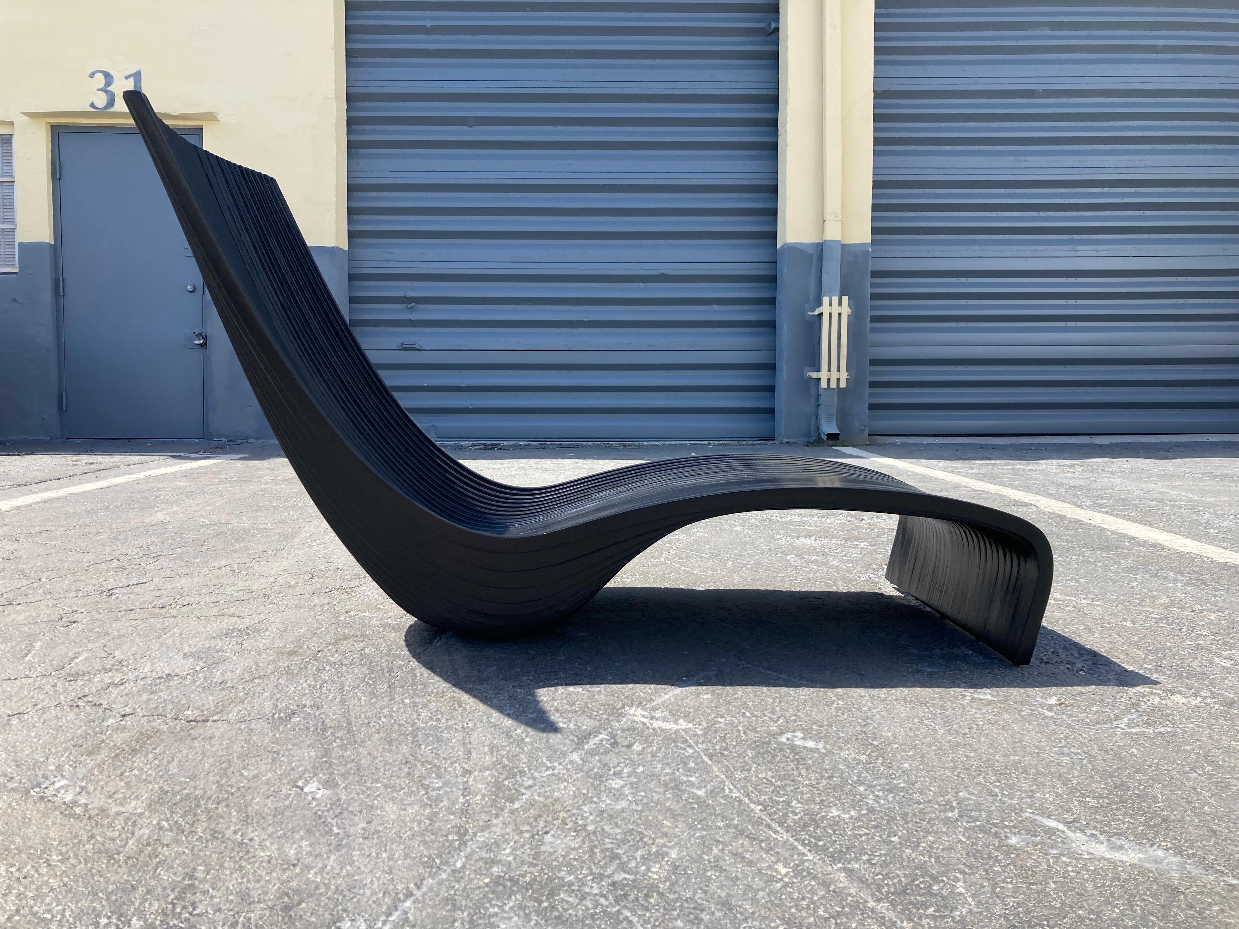 Lolo chair Chaise made by Piegatto in black lacquer.