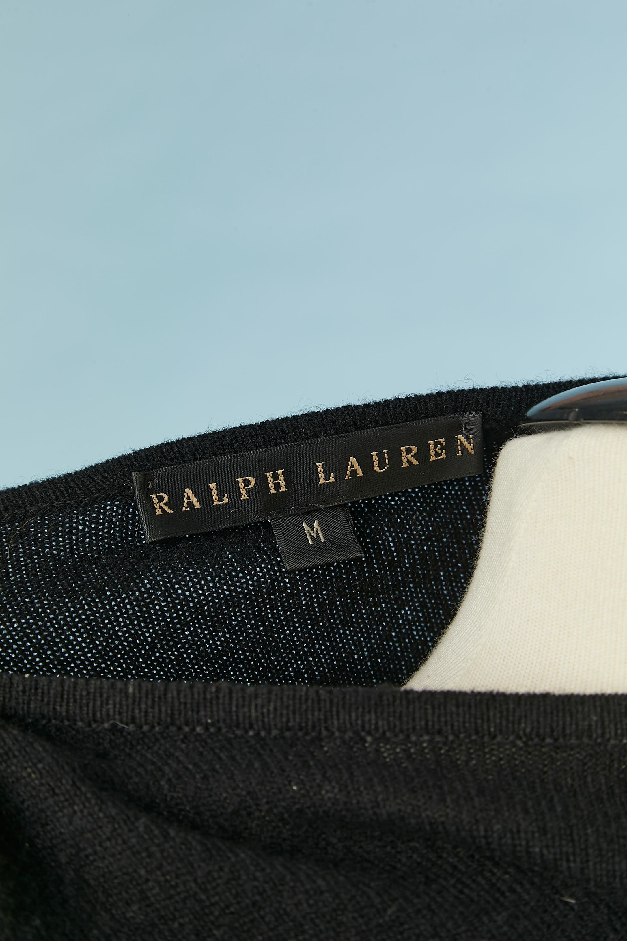 Black long cashmere knit dress with furs cuffs Ralph Lauren 1