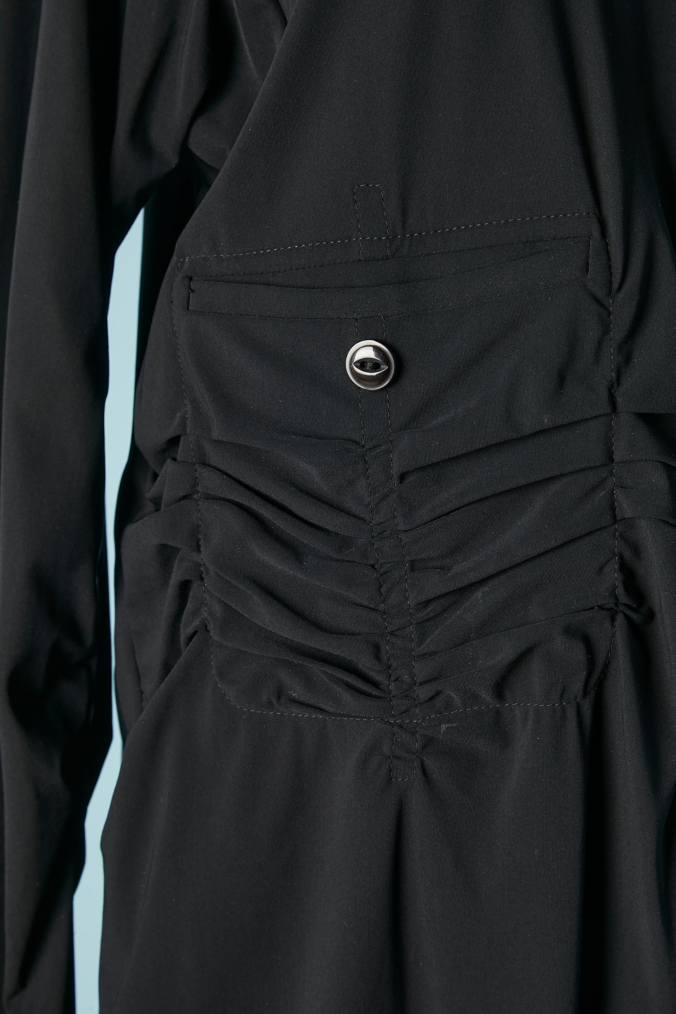 Black long jacket and skirt ensemble Marithé et François Girbaud  In Excellent Condition For Sale In Saint-Ouen-Sur-Seine, FR