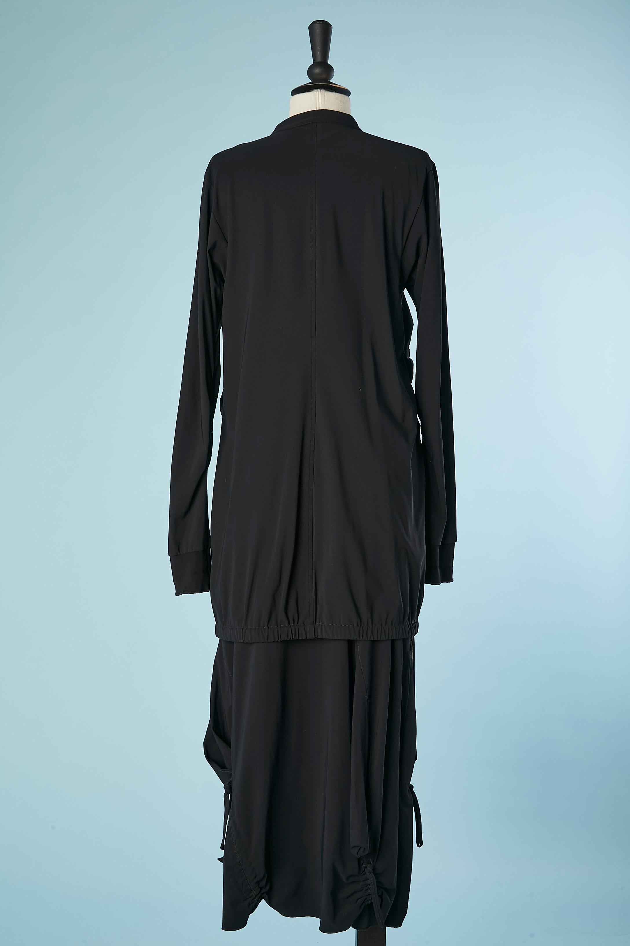 Black long jacket and skirt ensemble Marithé et François Girbaud  For Sale 1