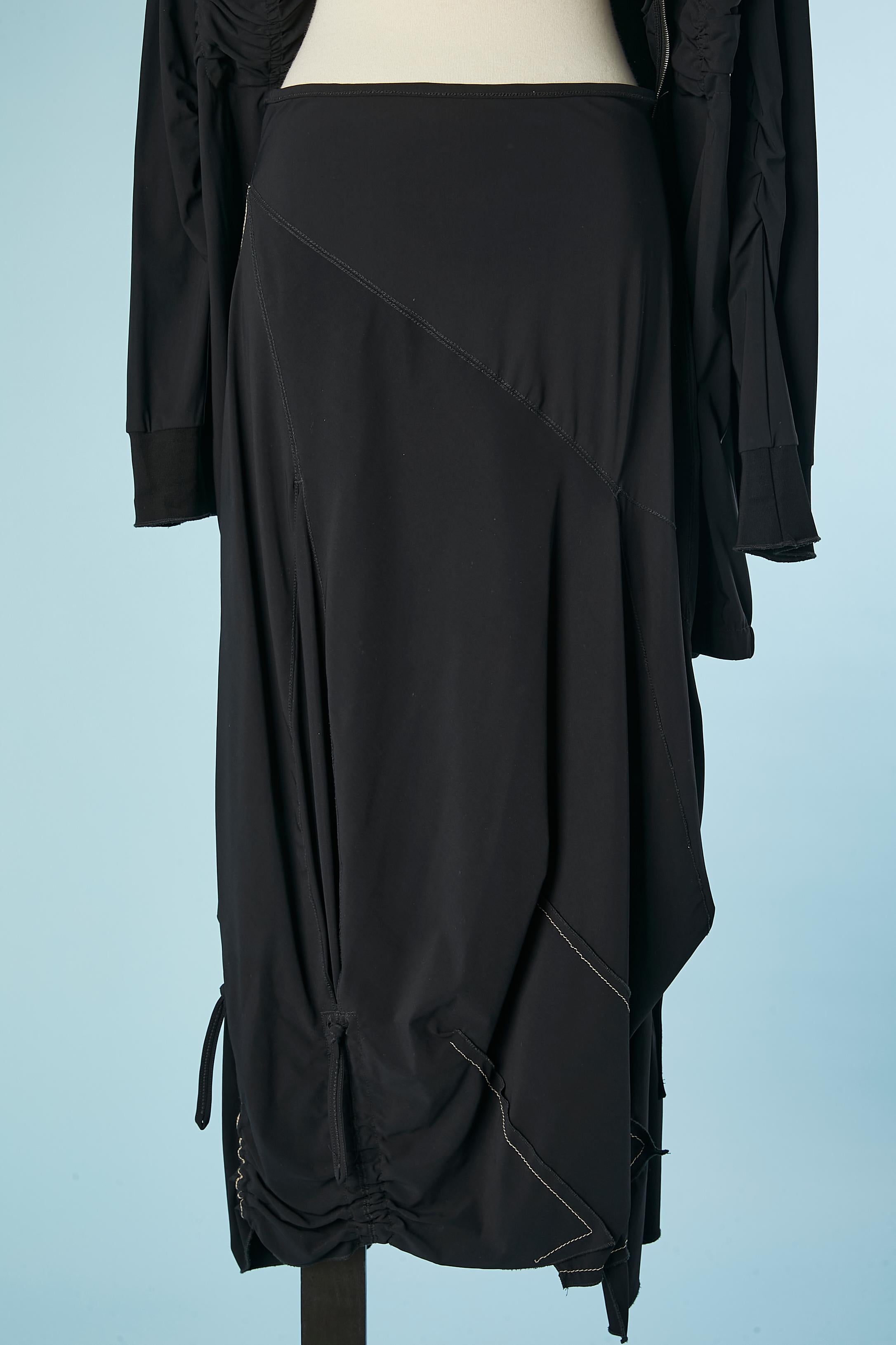 Black long jacket and skirt ensemble Marithé et François Girbaud  For Sale 2