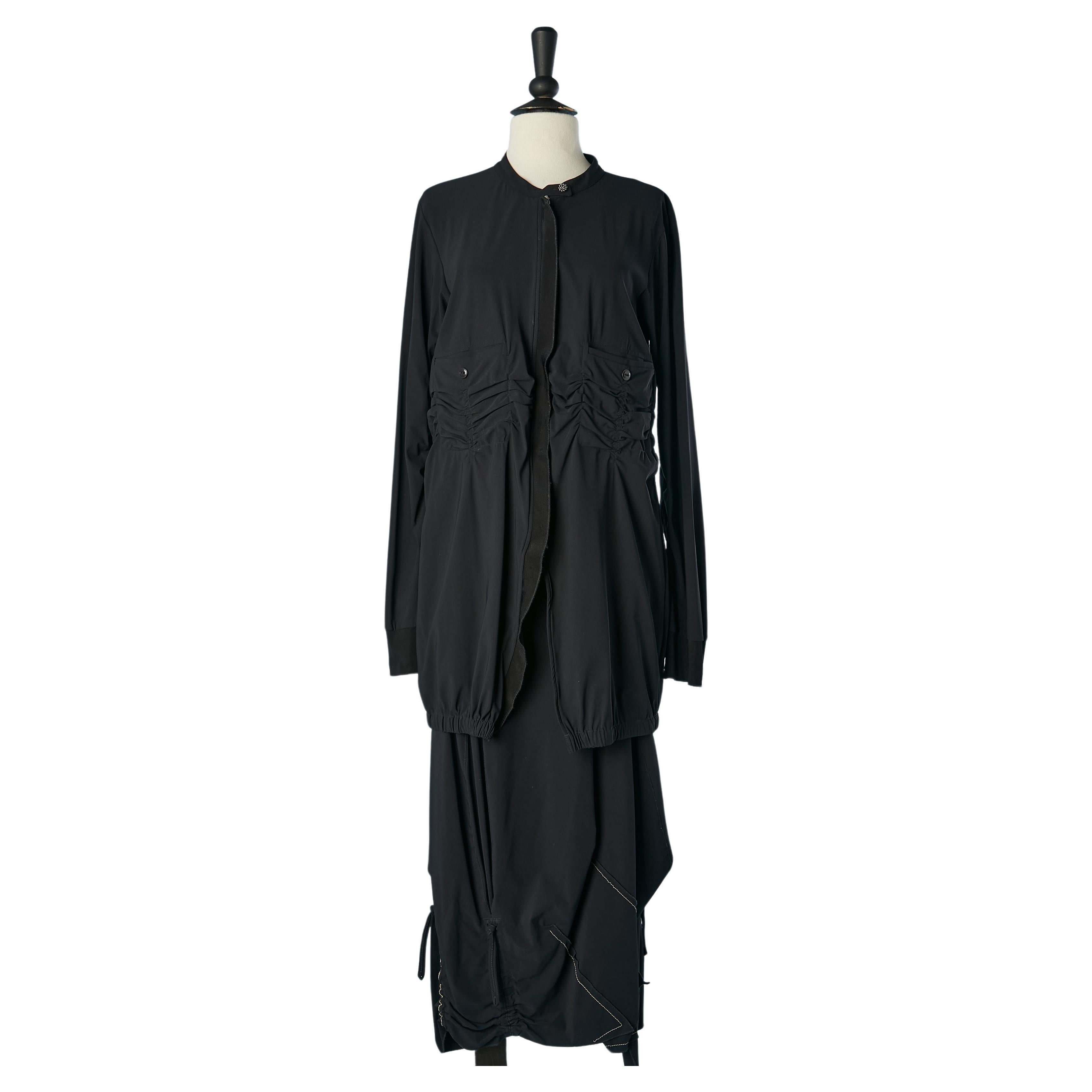 Black long jacket and skirt ensemble Marithé et François Girbaud  For Sale