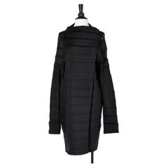 Black long pleated shirt (or dress) double-breasted Issey Miyake 