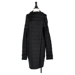 Black long pleated shirt (or dress) double-breasted Issey Miyake