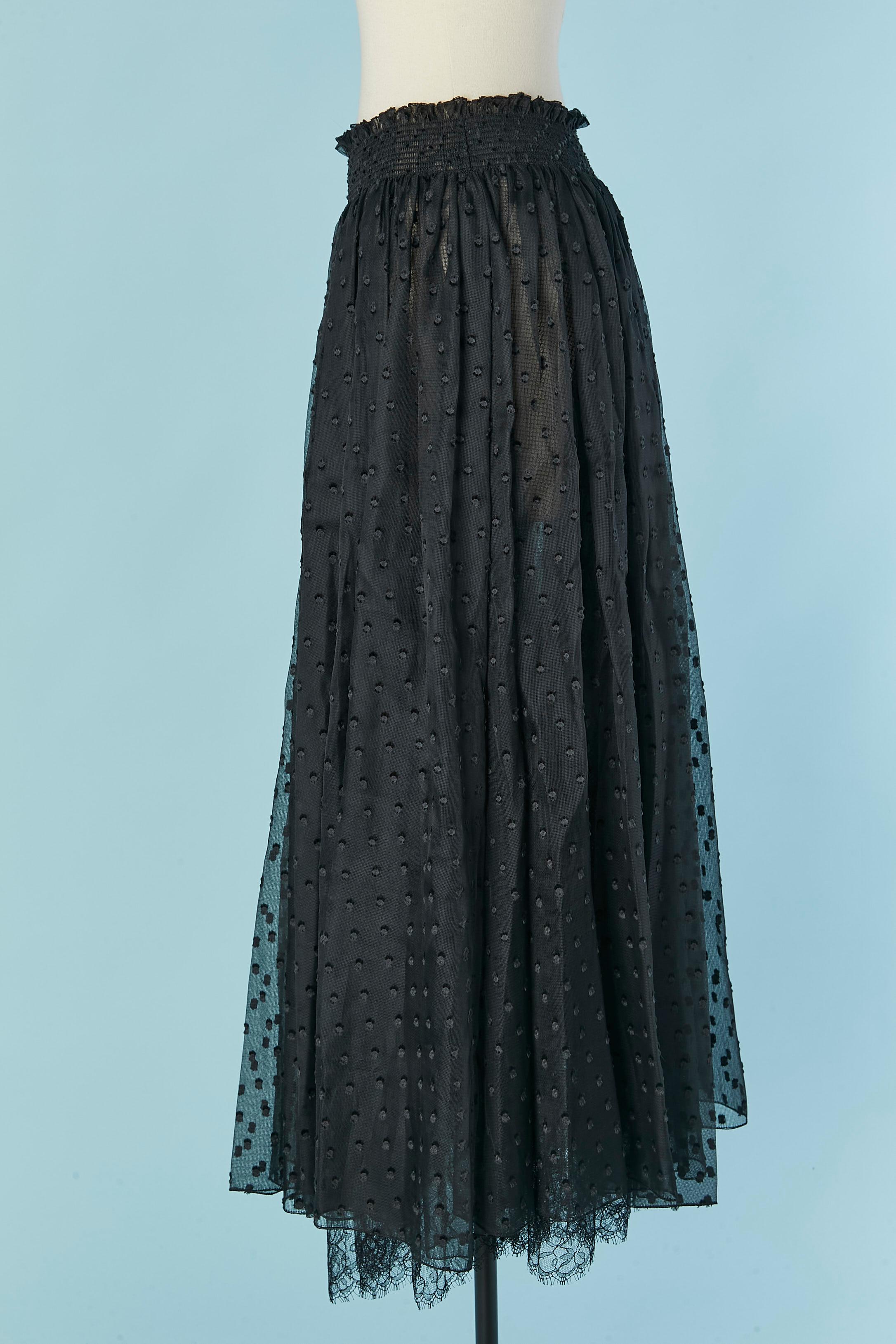 Black long skirt made of double lays of plumetis silk and tulle CHRISTIAN DIOR For Sale 2
