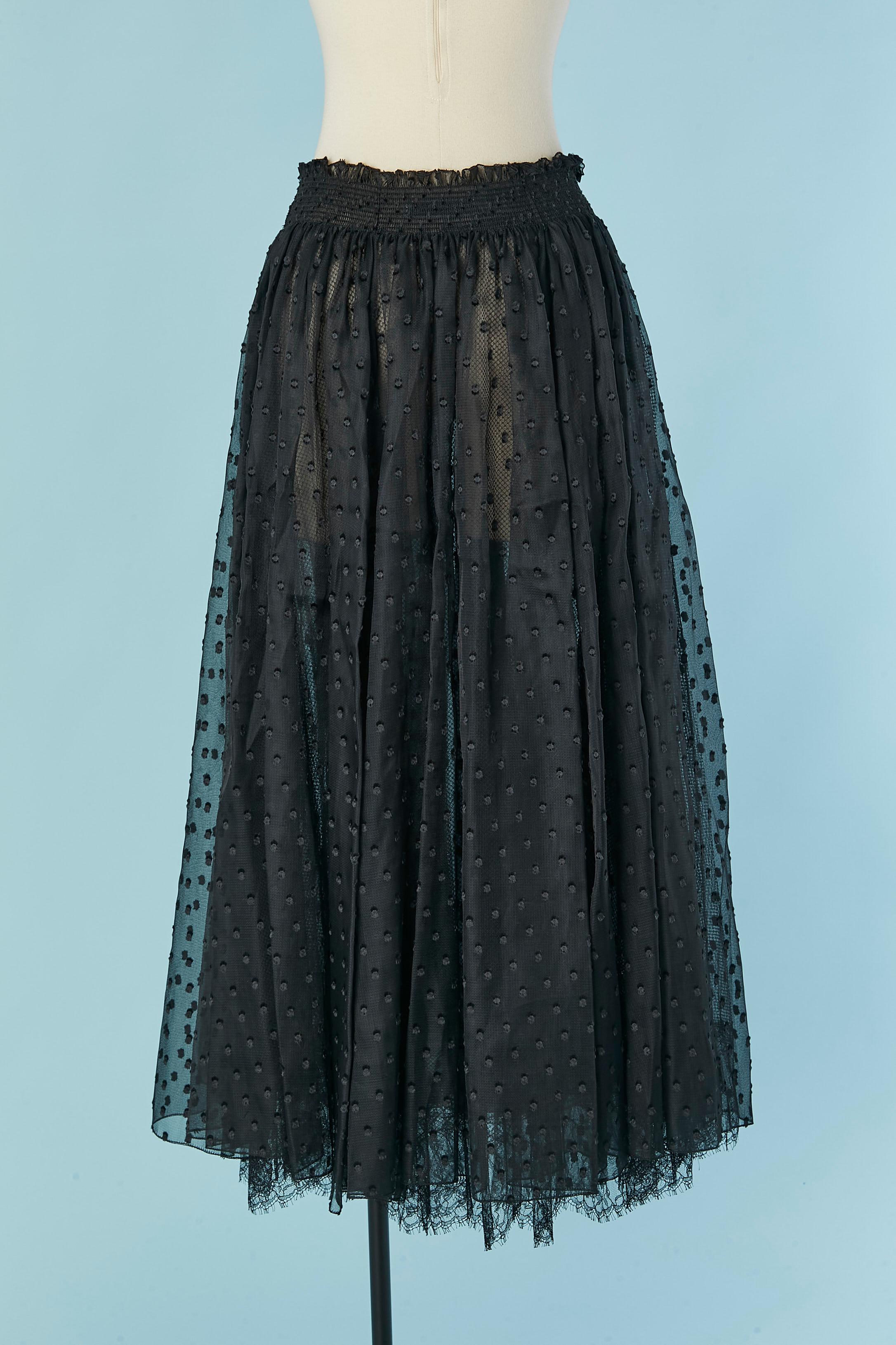 Black long skirt made of double lays of plumetis silk and tulle CHRISTIAN DIOR For Sale 3
