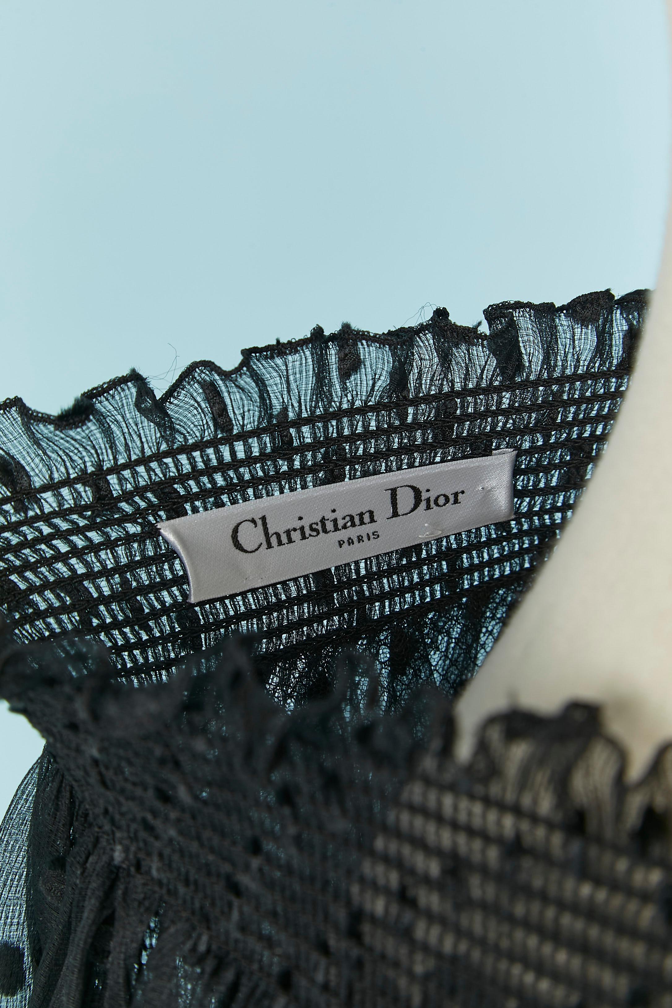 Black long skirt made of double lays of plumetis silk and tulle CHRISTIAN DIOR For Sale 4