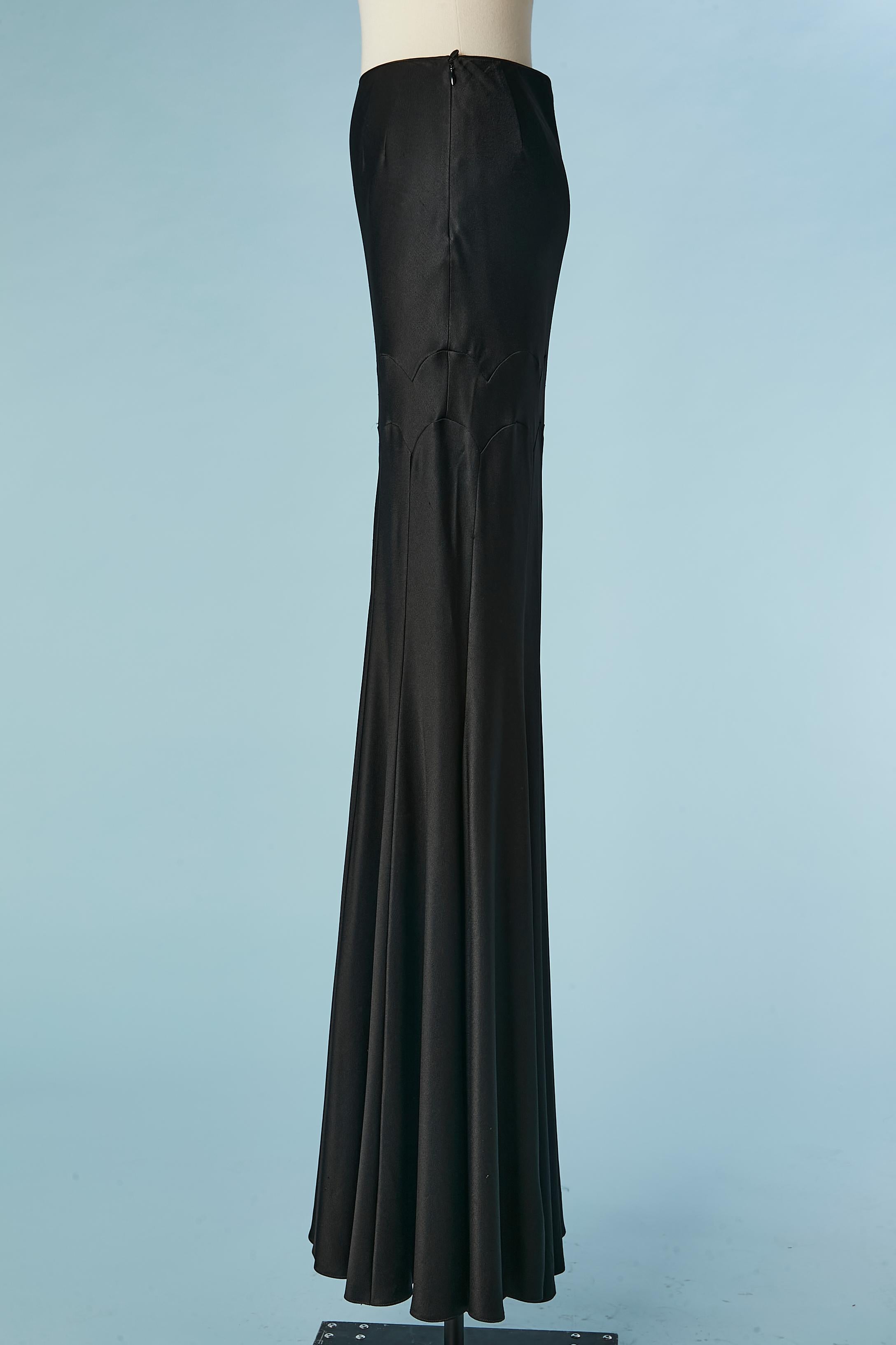 Black long skirt with cut-work John Galliano  In Excellent Condition For Sale In Saint-Ouen-Sur-Seine, FR
