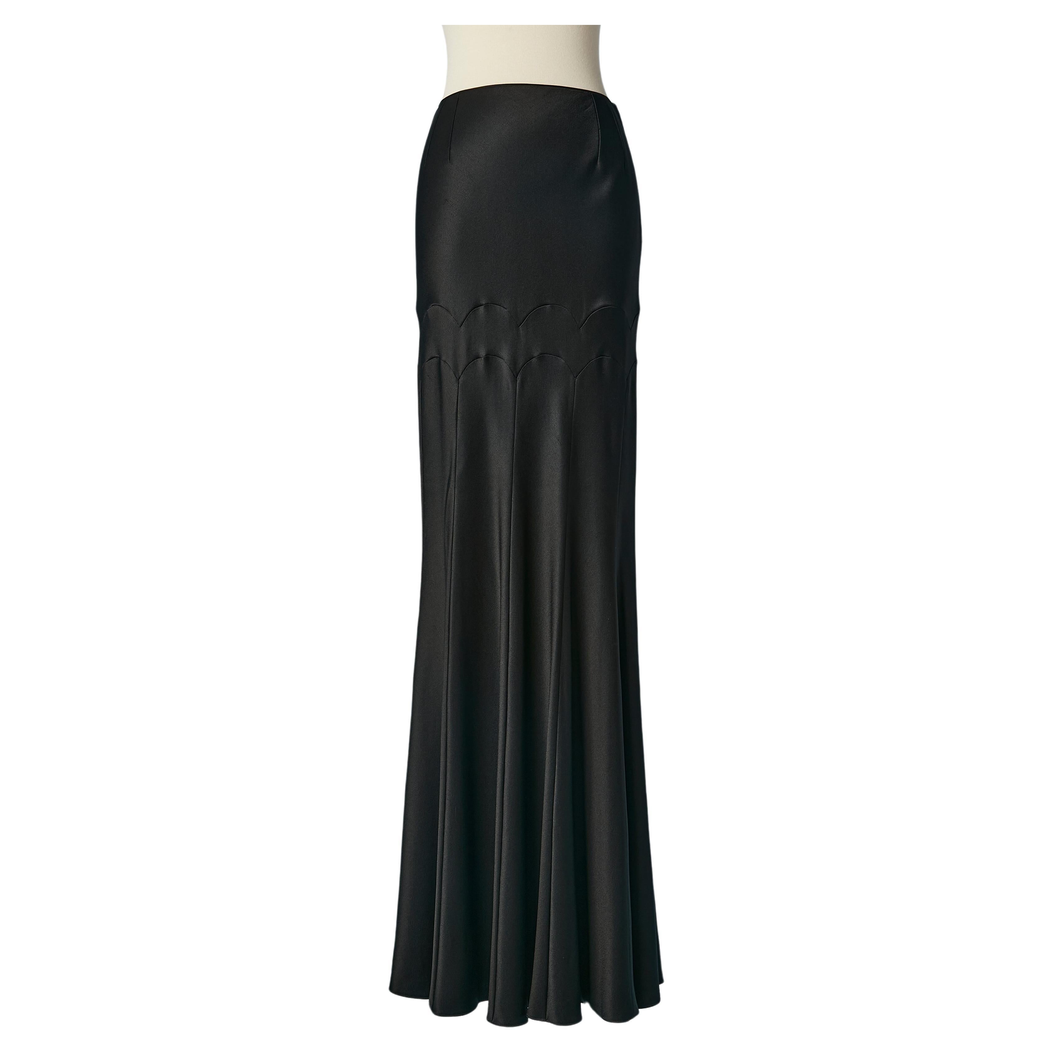 Black long skirt with cut-work John Galliano 