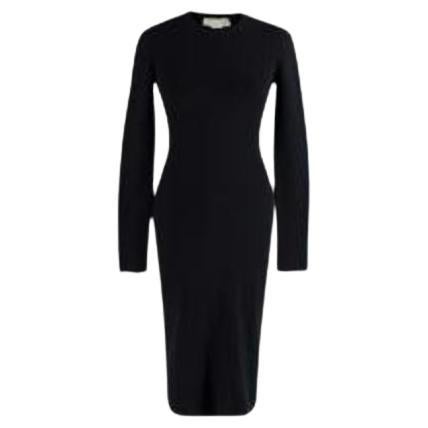 black long sleeve open back dress For Sale