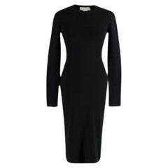 black long sleeve open back dress