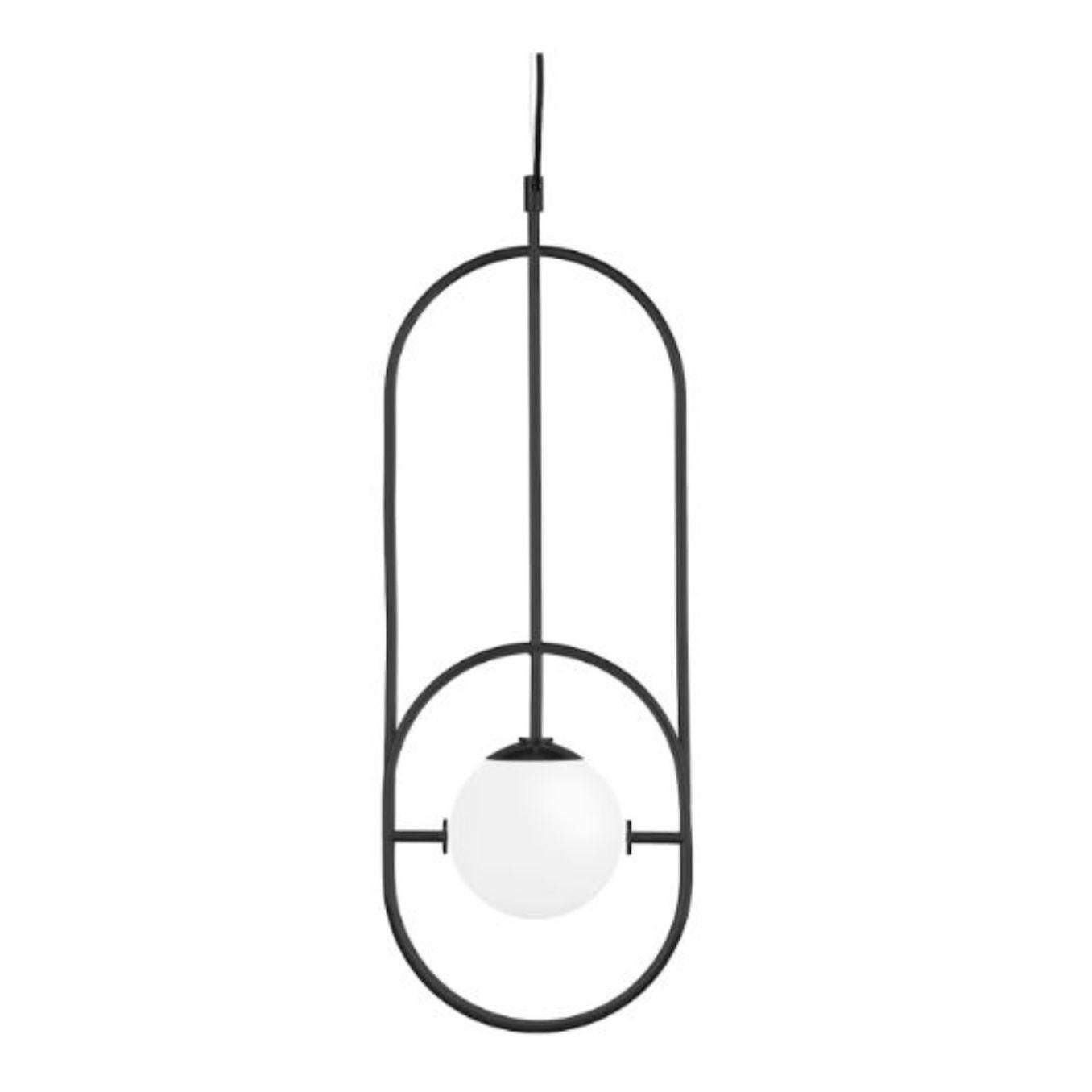 Portuguese Black Loop I Suspension Lamp by Dooq For Sale