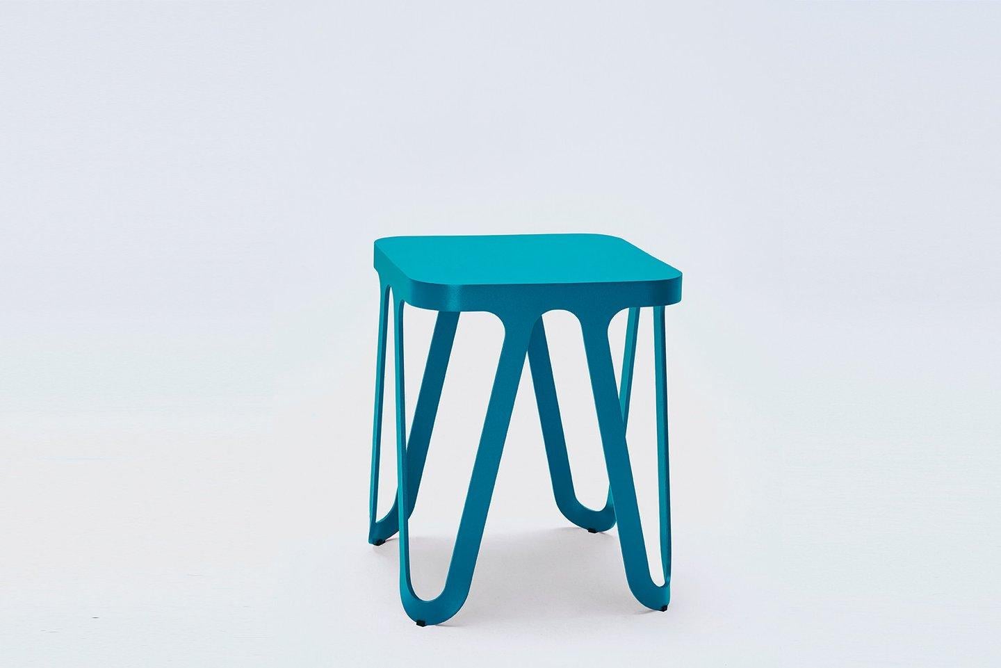 Black loop stool by Sebastian Scherer
Material: aluminium
Dimensions: 38 x 38 x 44 cm
Also available in wood
Colour: black
Also available in ocean blue, silk grey, quartz grey, coral red, lemon yellow, rose, signal white

The Loop series is