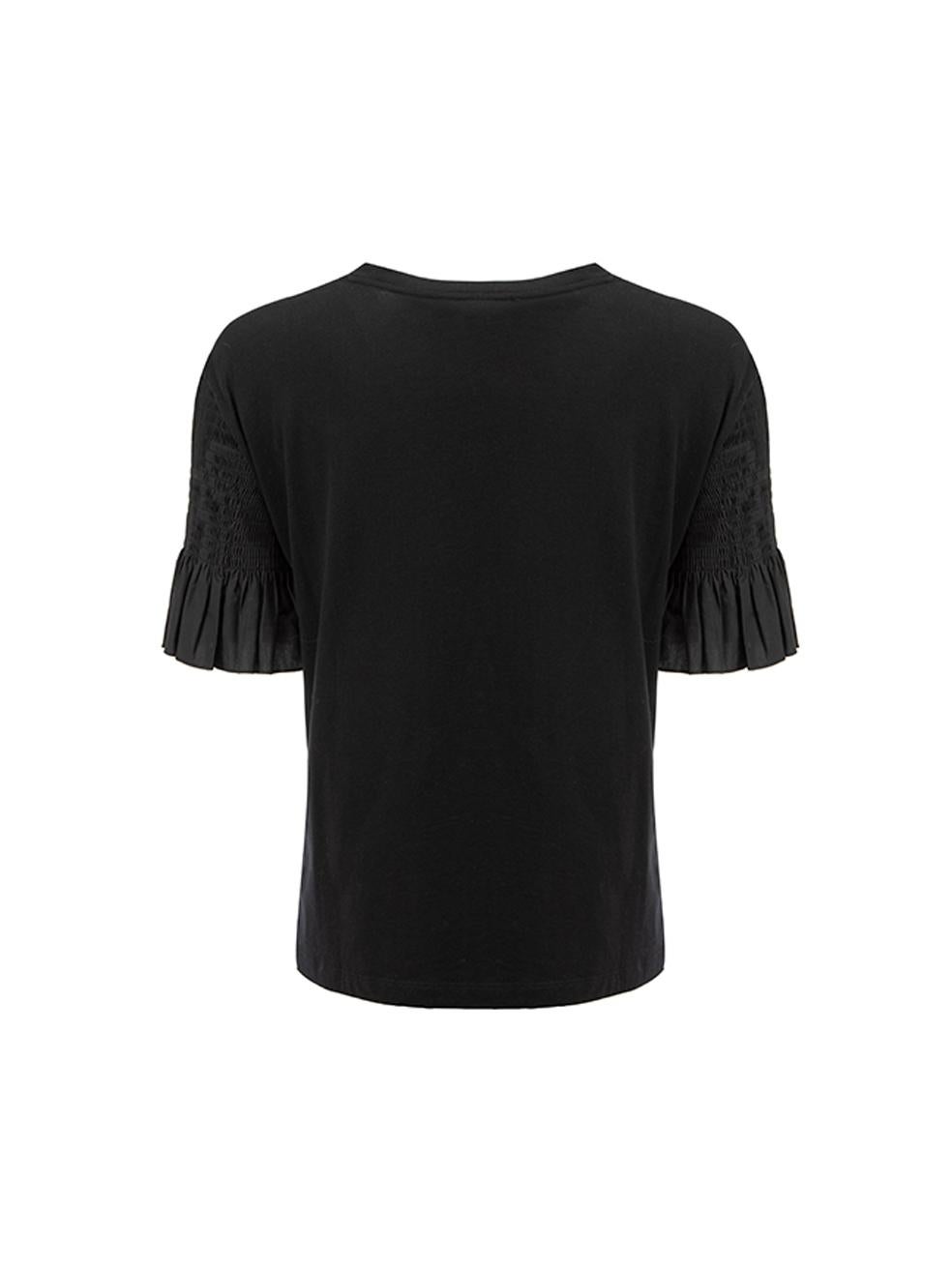 Black Loose Fit Shirring Detail T-shirt Size S In Good Condition For Sale In London, GB