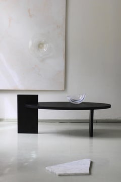 'Black Lotus' Oval Coffee Table with glass element  by Experimental