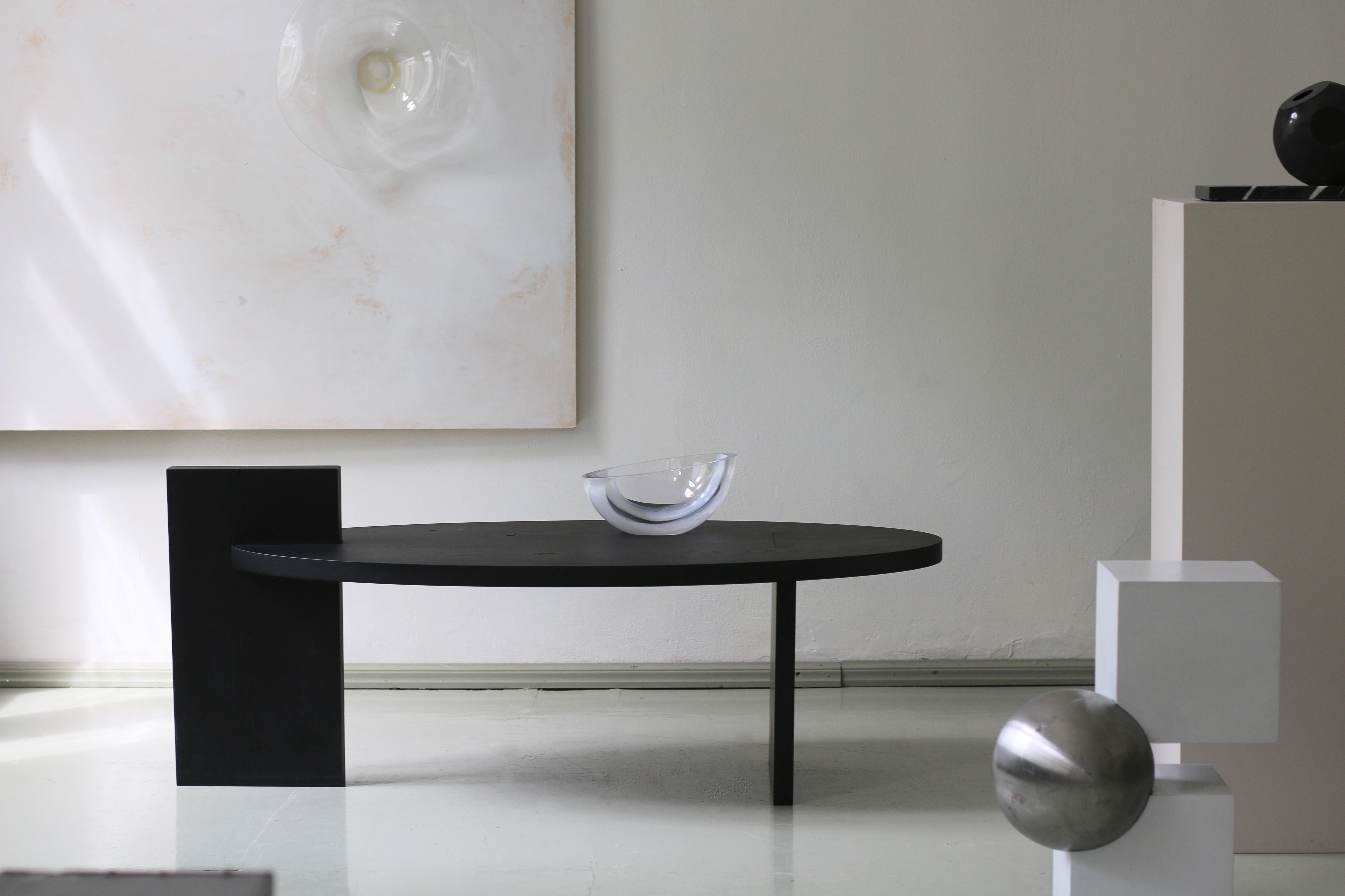 Hand-Crafted 'Black Lotus' Oval Coffee Table with glass element  by Experimental