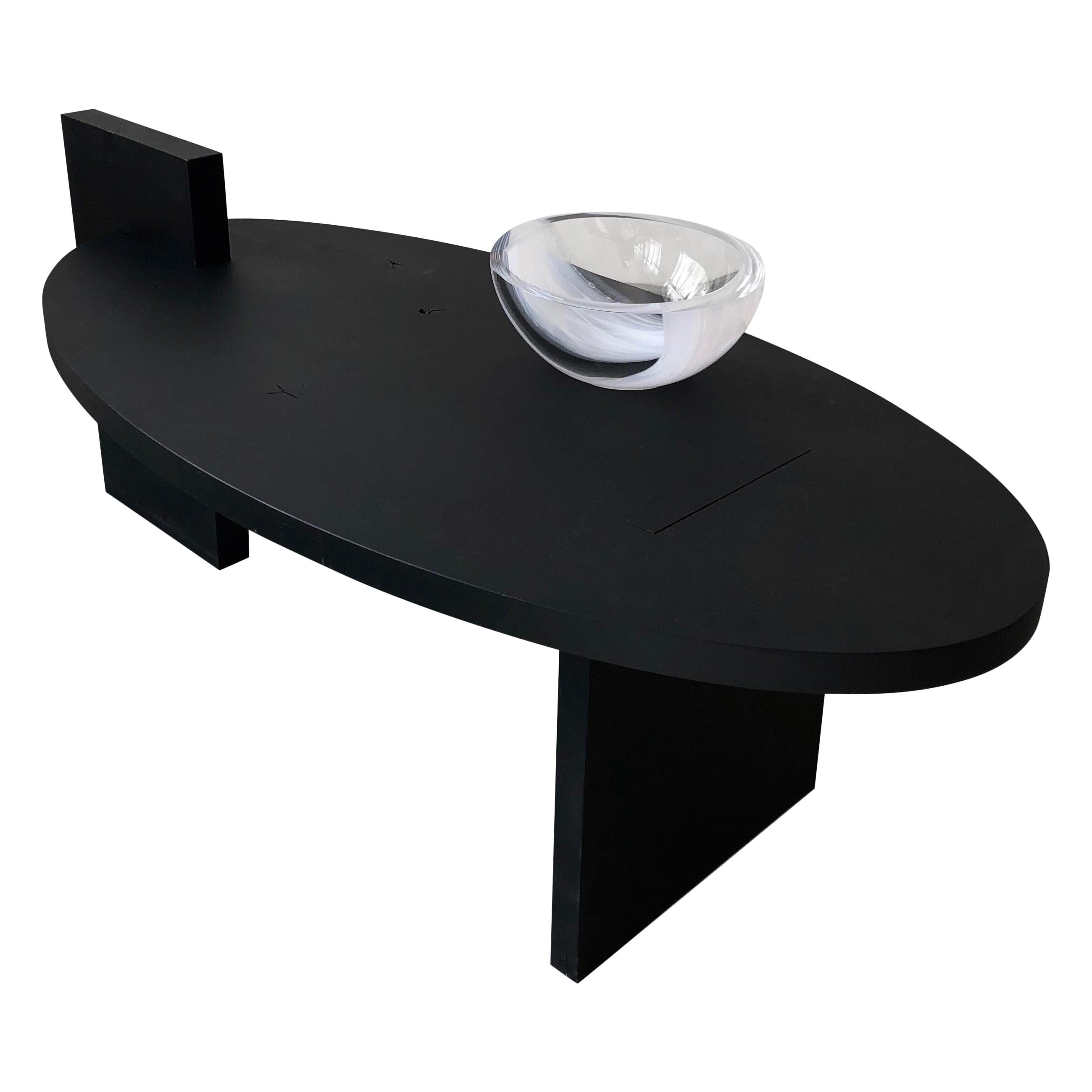 'Black Lotus' Oval Coffee Table with glass element  by Experimental