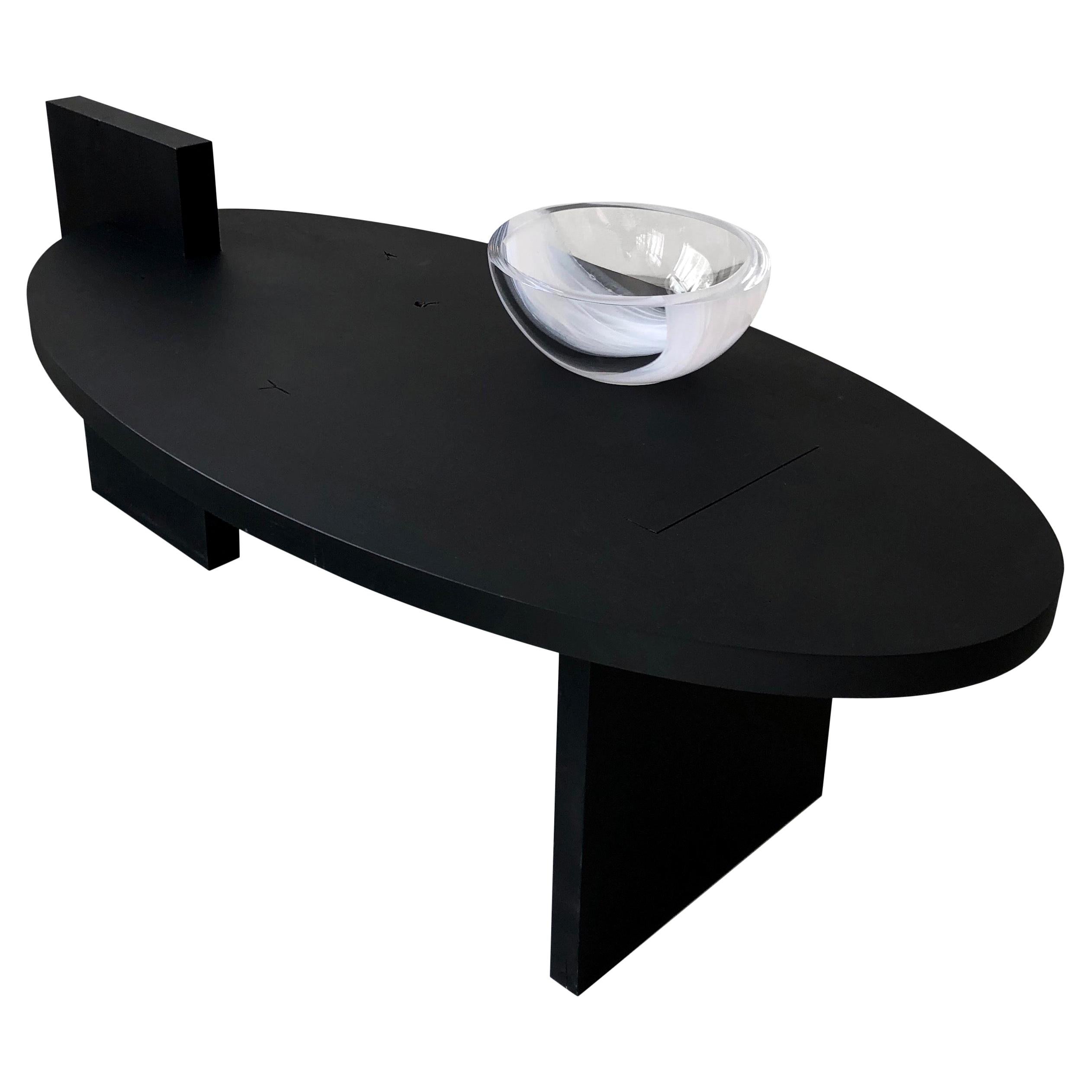 'White Lotus' Oval Coffee Table in Black Oak 