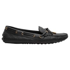 Used Black Louis Vuitton Embossed Monogrammed Driving Loafers Size 40