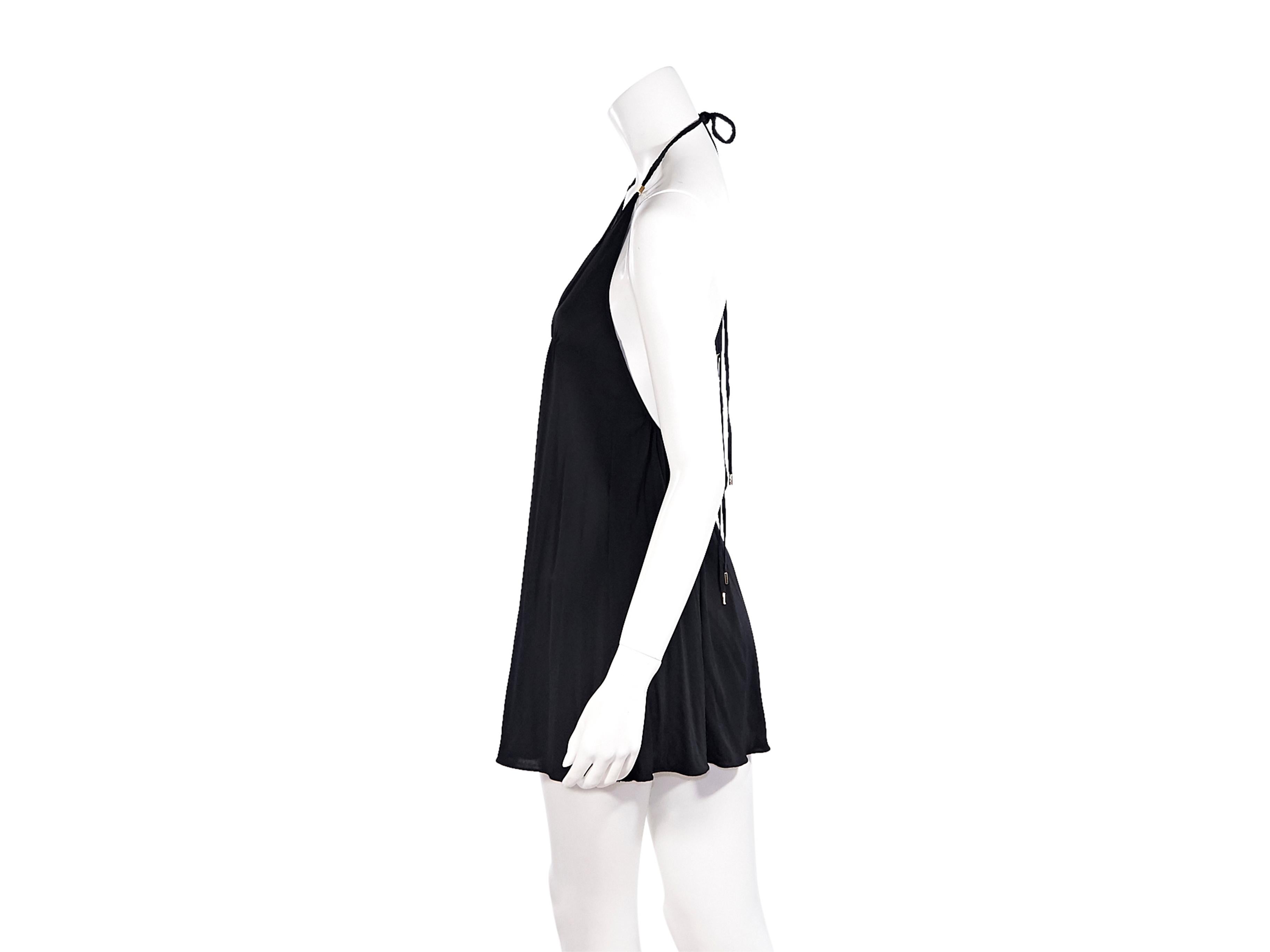 Product details:  Black jersey knit babydoll top by Louis Vuitton.  Self-tie halterneck.  Sleeveless.  Goldtone hardware.  Label size FR 34.  32