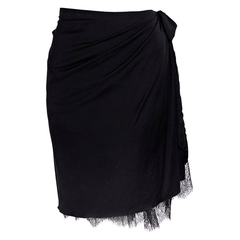 Black Louis Vuitton Lace-Trimmed Skirt For Sale at 1stDibs