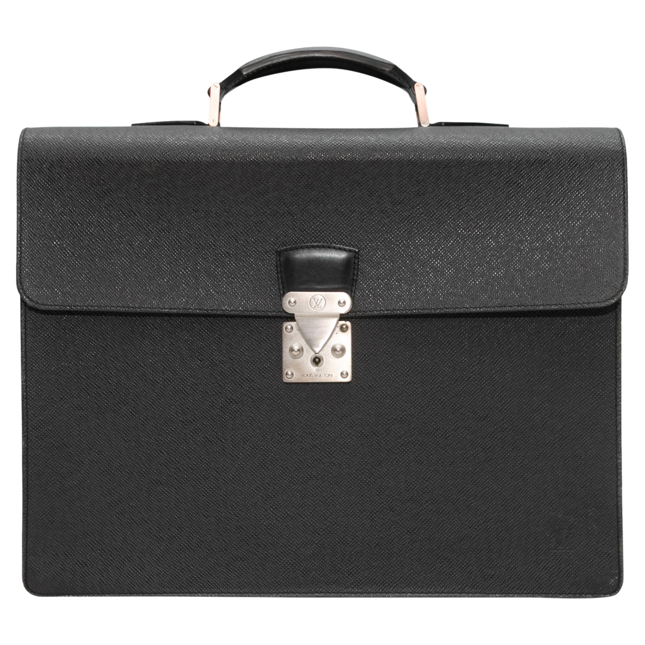 Black Louis Vuitton Leather Briefcase For Sale
