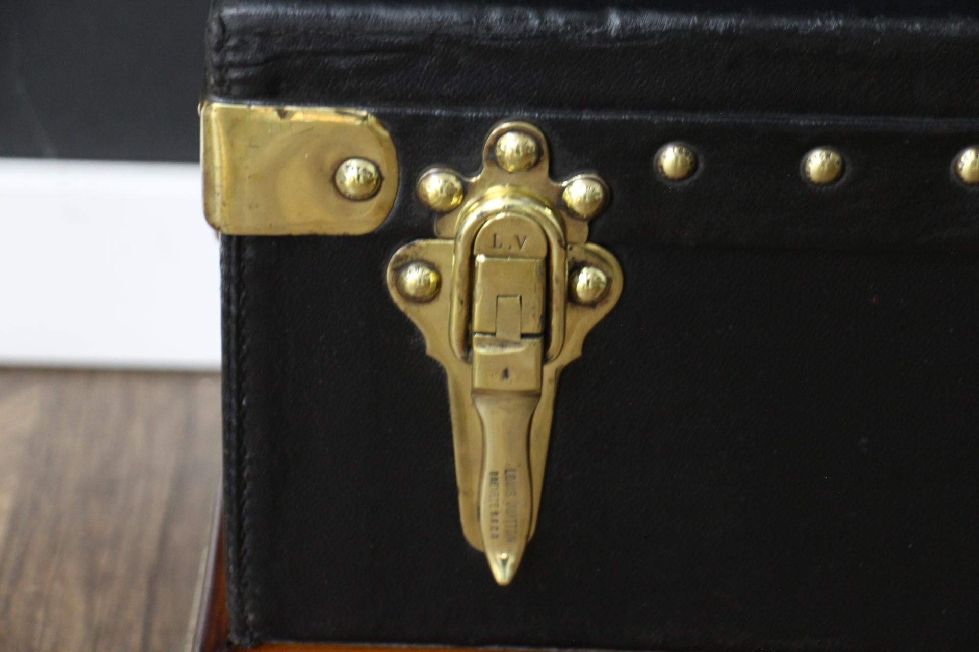 French Black Louis Vuitton Motoring Trunk, 70 cm Vuitton Trunk, Vuitton Steamer Trunk