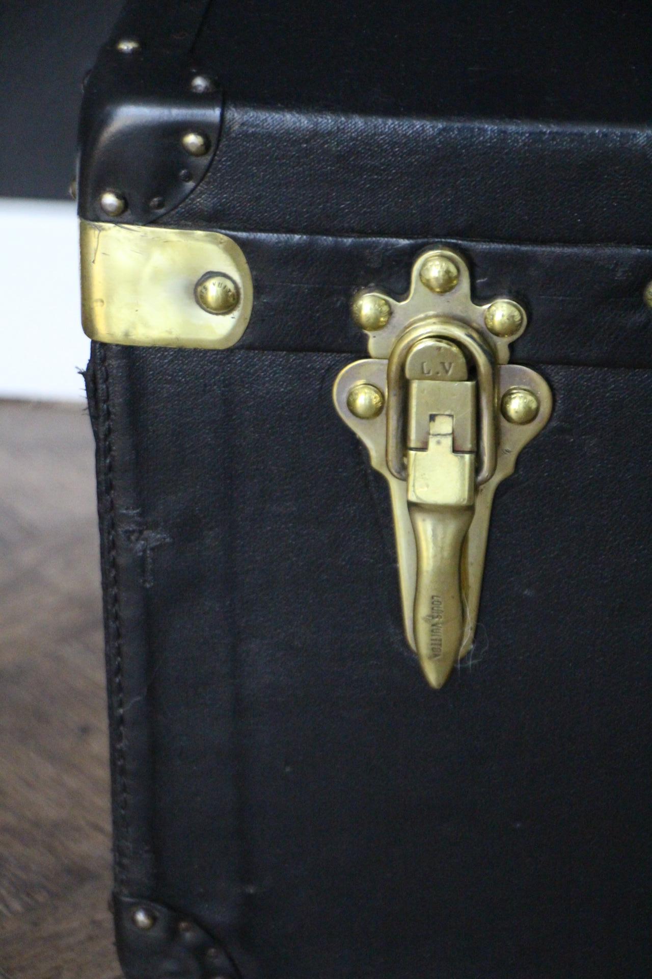 French Black Louis Vuitton Motoring Trunk, 93 cm Vuitton Trunk, Vuitton Steamer Trunk