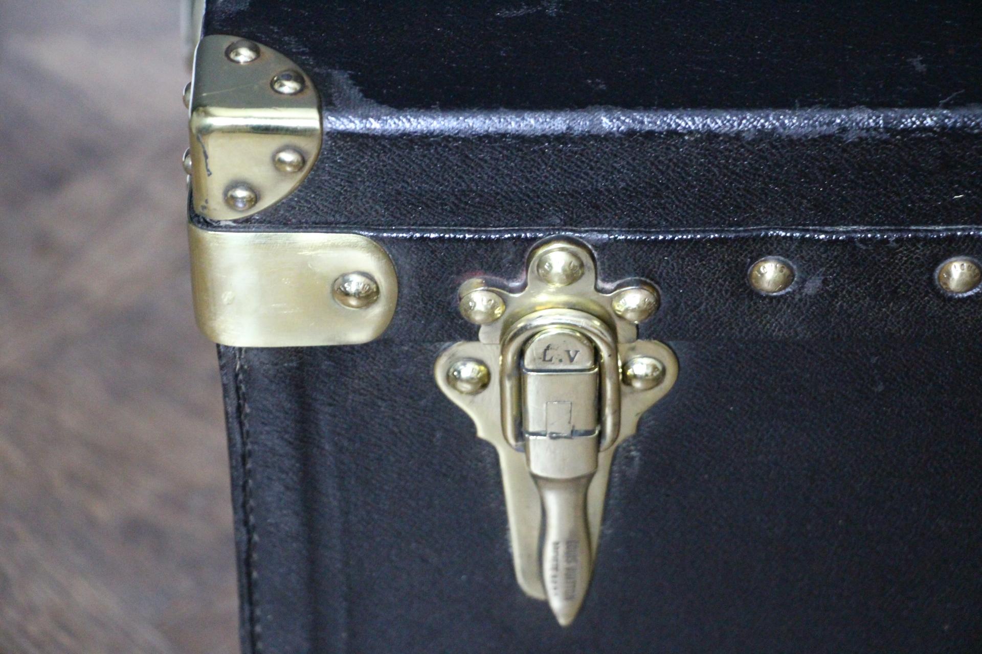 Early 20th Century Black Louis Vuitton Motoring Trunk, Louis Vuitton Trunk, Vuitton Steamer Trunk