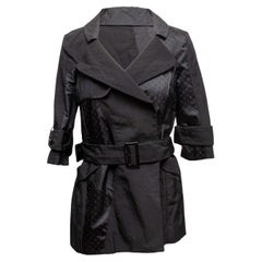 Black Louis Vuitton Nylon Logo Pattern Trench Coat Size FR 36