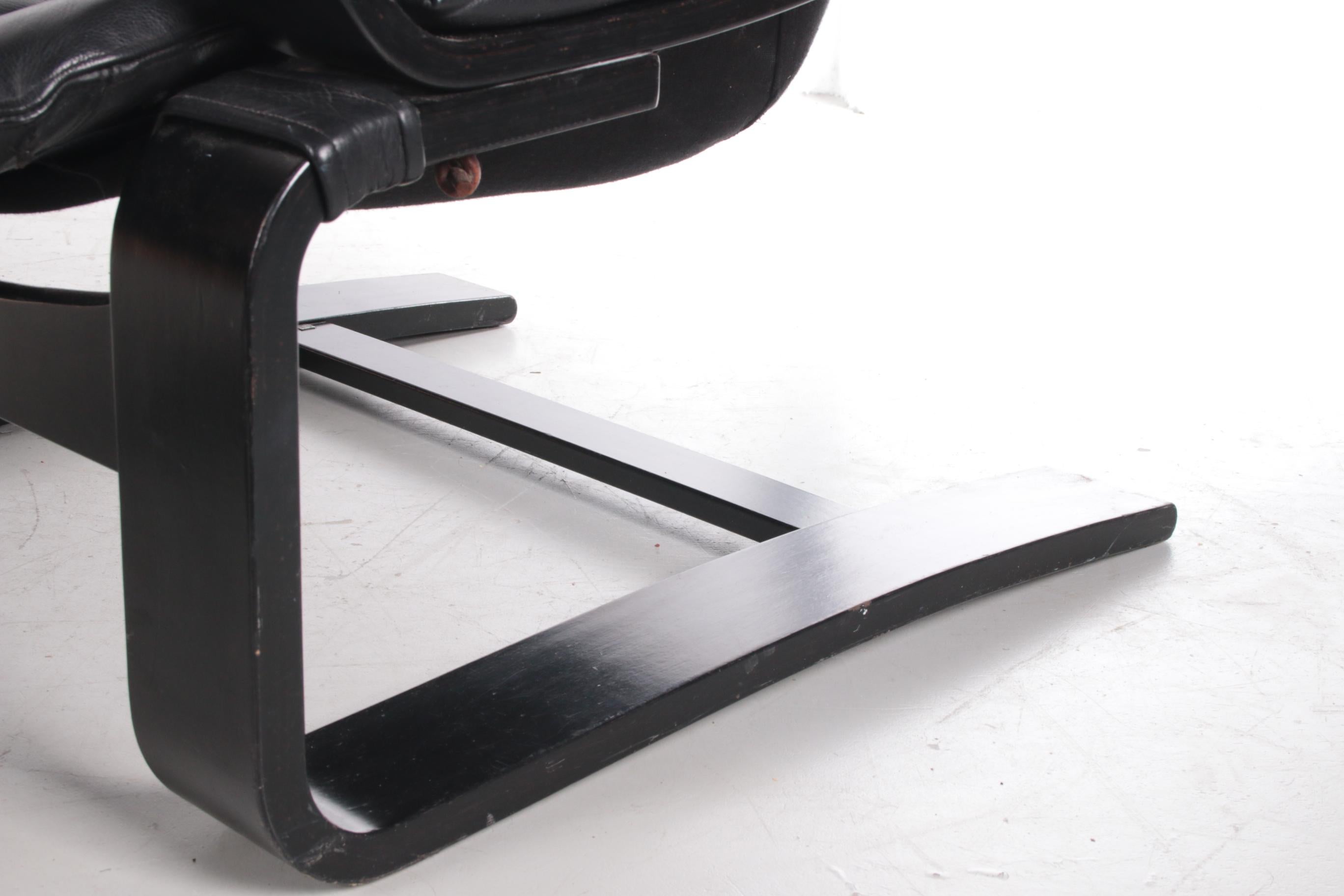 Black Lounge Armchair and Footstool by Ake Fribytter for Nelo, Sweden 3