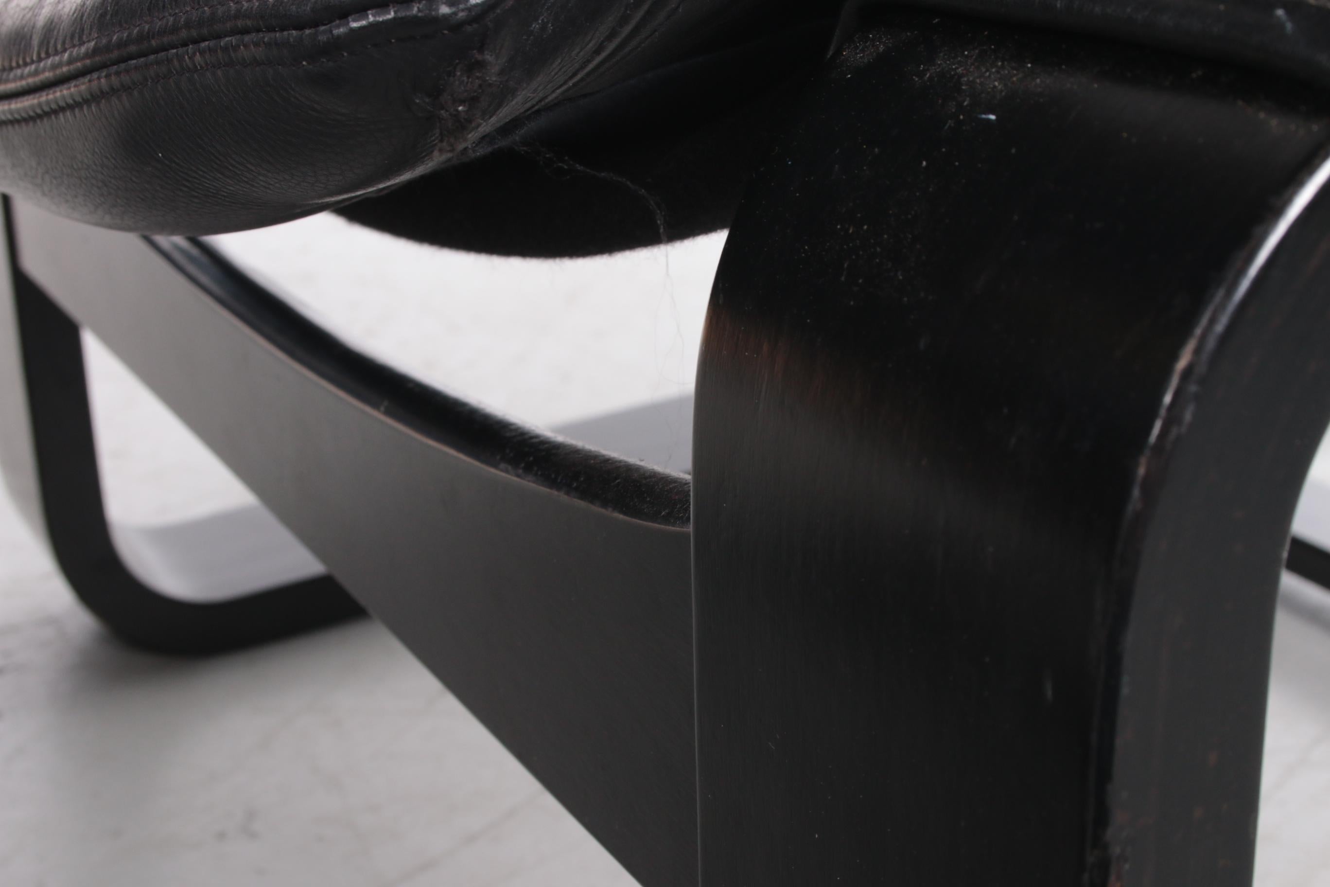 Black Lounge Armchair and Footstool by Ake Fribytter for Nelo, Sweden 4