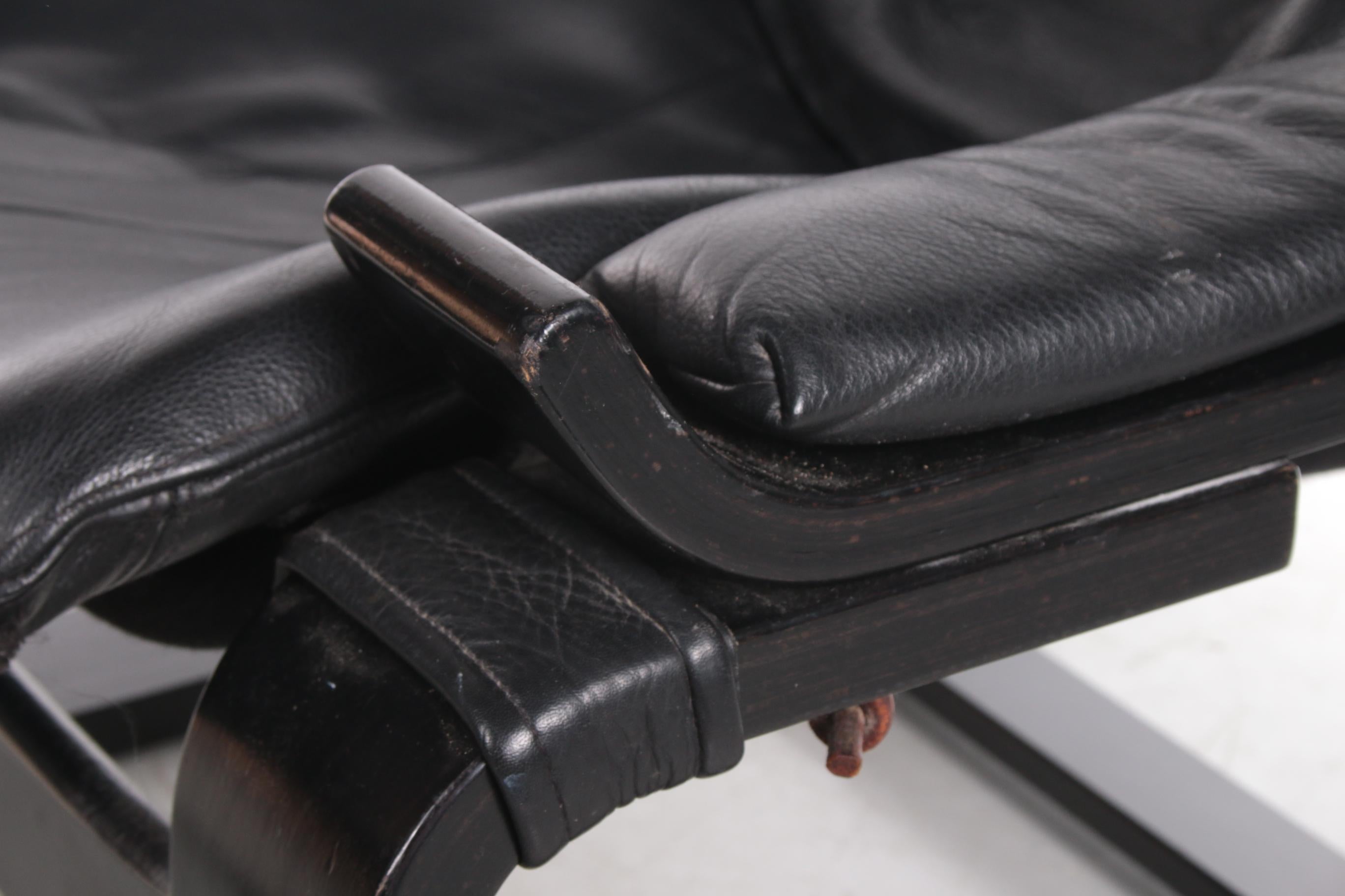 Black Lounge Armchair and Footstool by Ake Fribytter for Nelo, Sweden 2