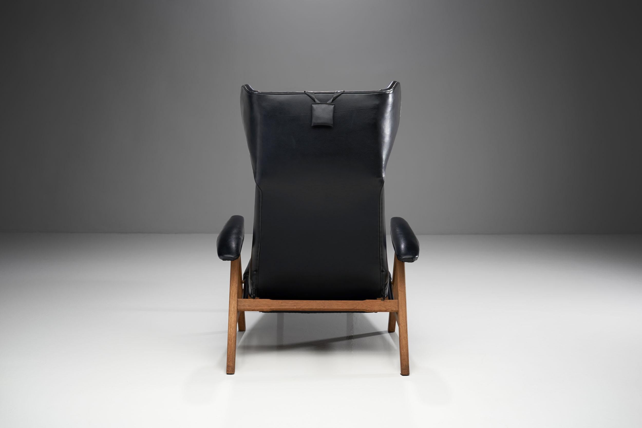 Leather Black Lounge Chair by H.W. Klein (Attr.), Denmark, 1960s For Sale