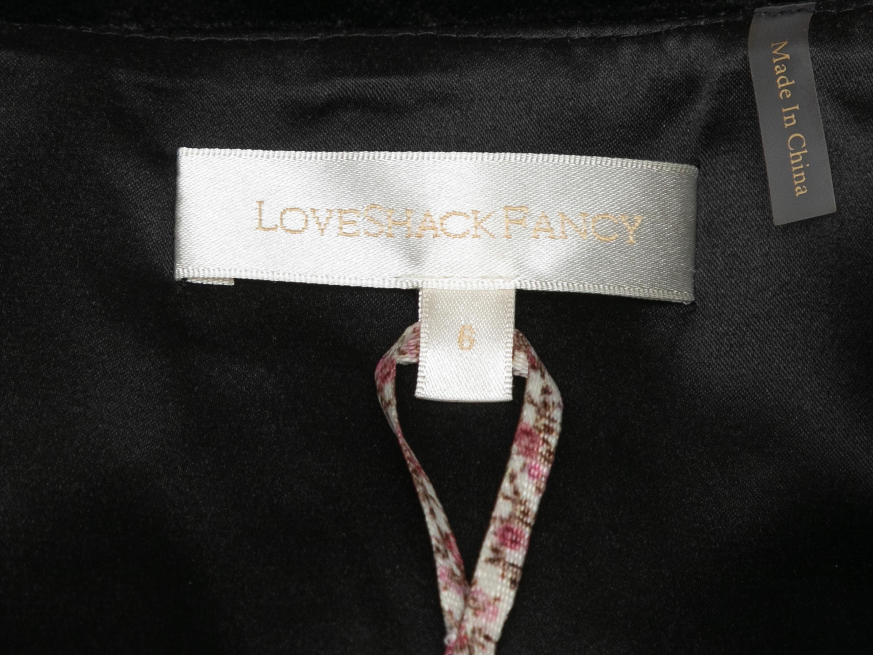 LoveShackFancy mini-robe noire avec nœud en velours, taille US 6 en vente 2