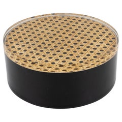Caja de lucita negra y ratán, Italia Años 70