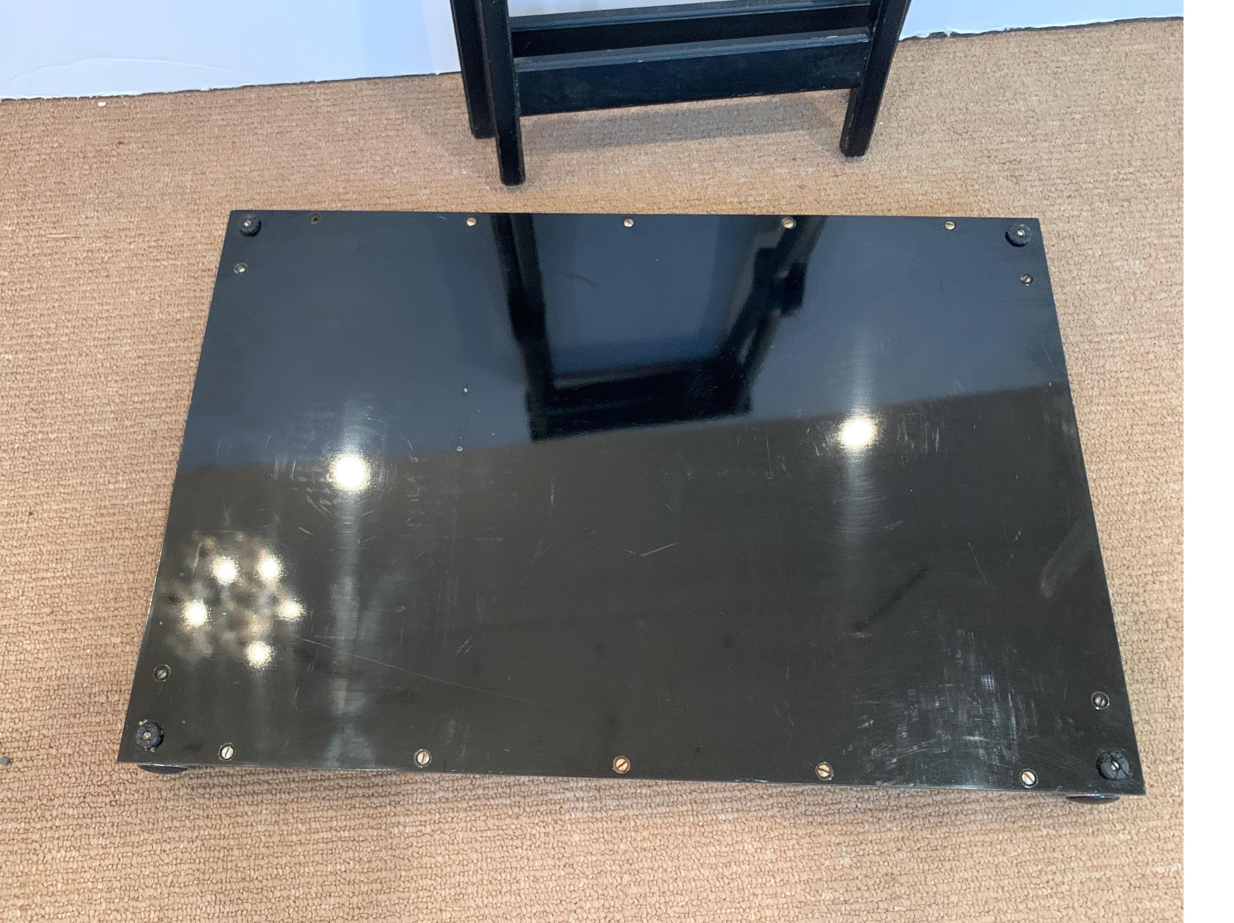 Black Lucite Butlers Tray on Wooden Stand, 1970s 3