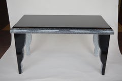 Black Lucite Coffee Table with Silver Glitter