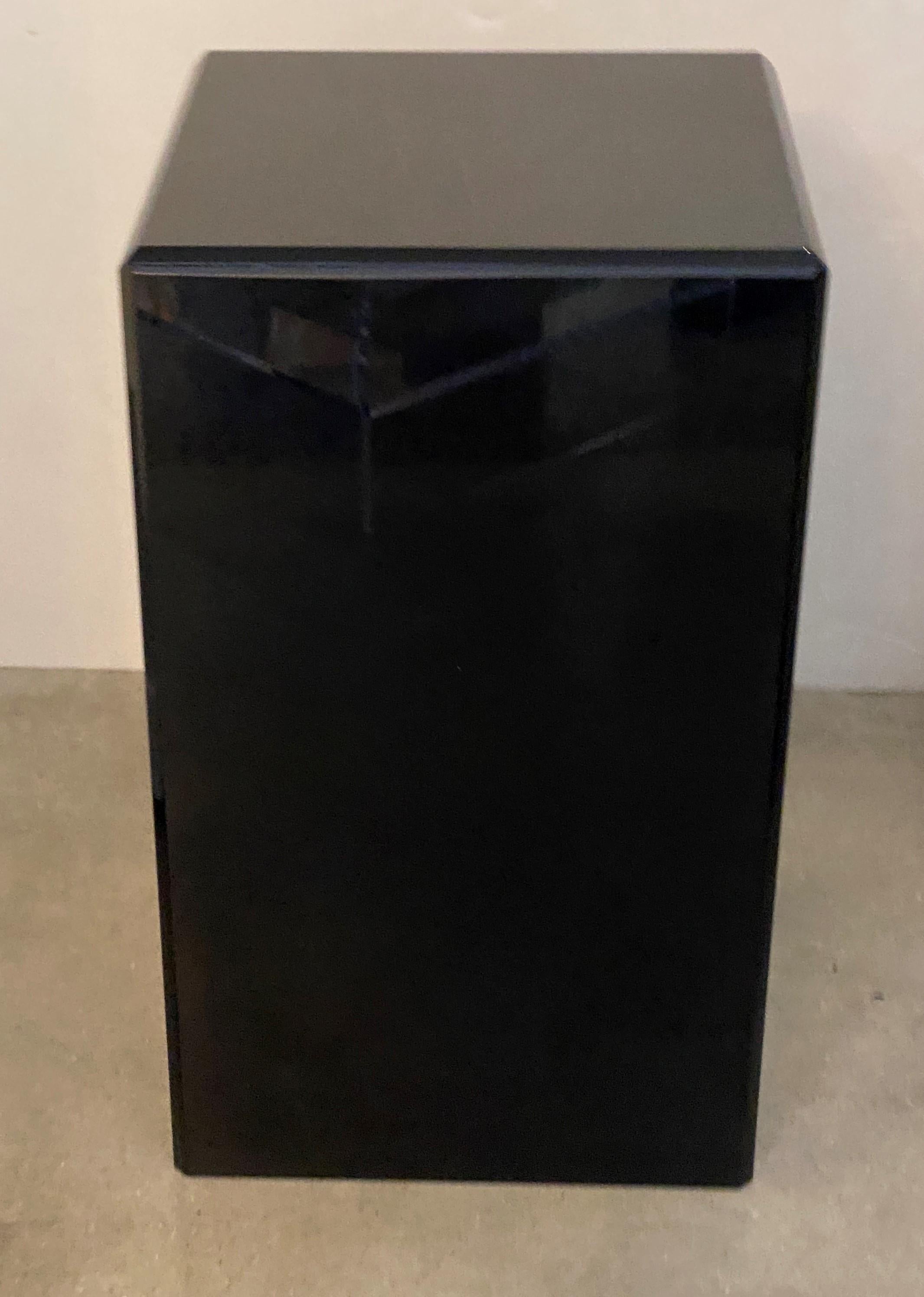 American Black Lucite Pedestal with Beveled Edges