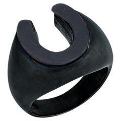 Handmade Horseshoe Oxidised Silver Luck Ring