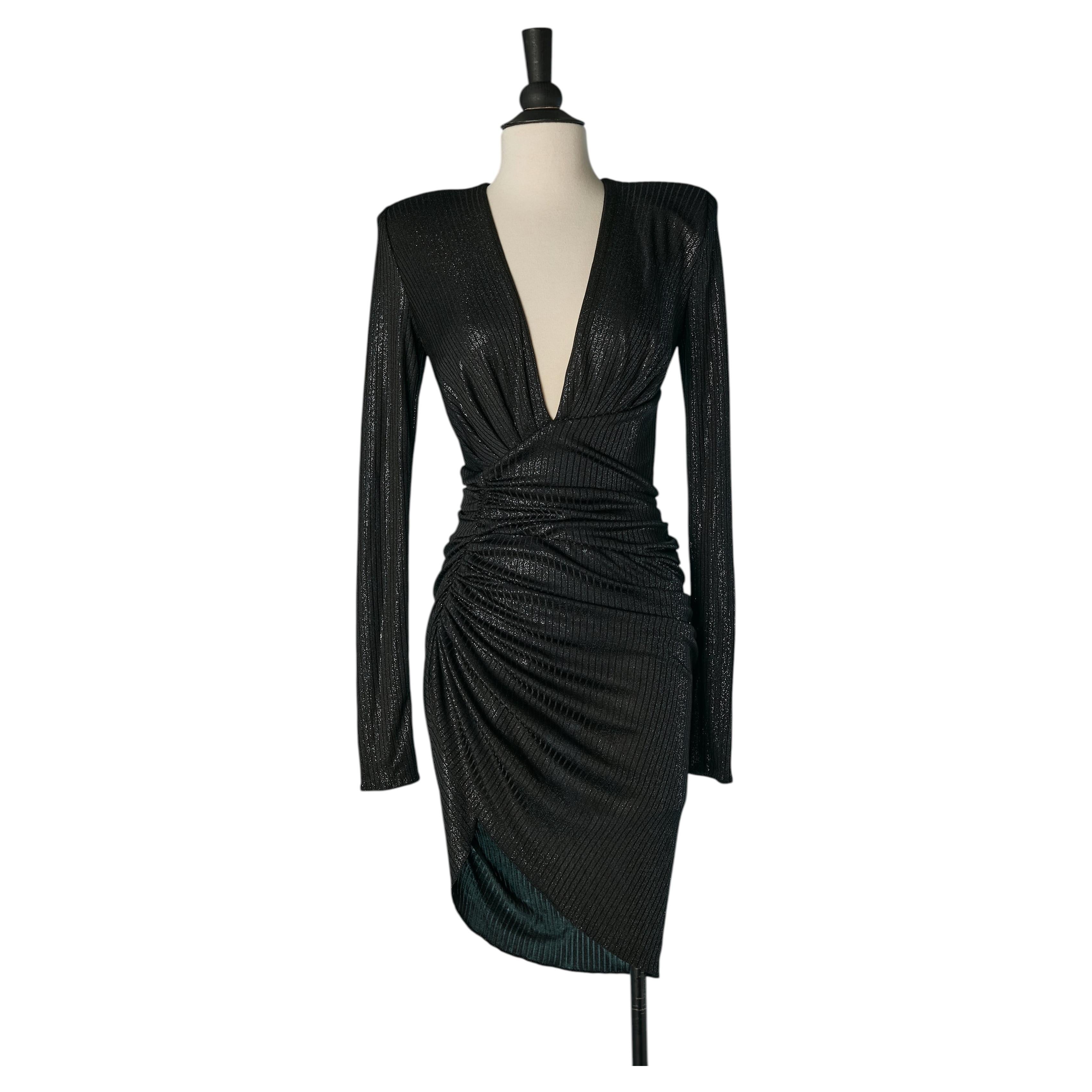 Schwarzes drapiertes Cocktailkleid aus Lurex-Jersey ALEXANDRE VAUTHIER