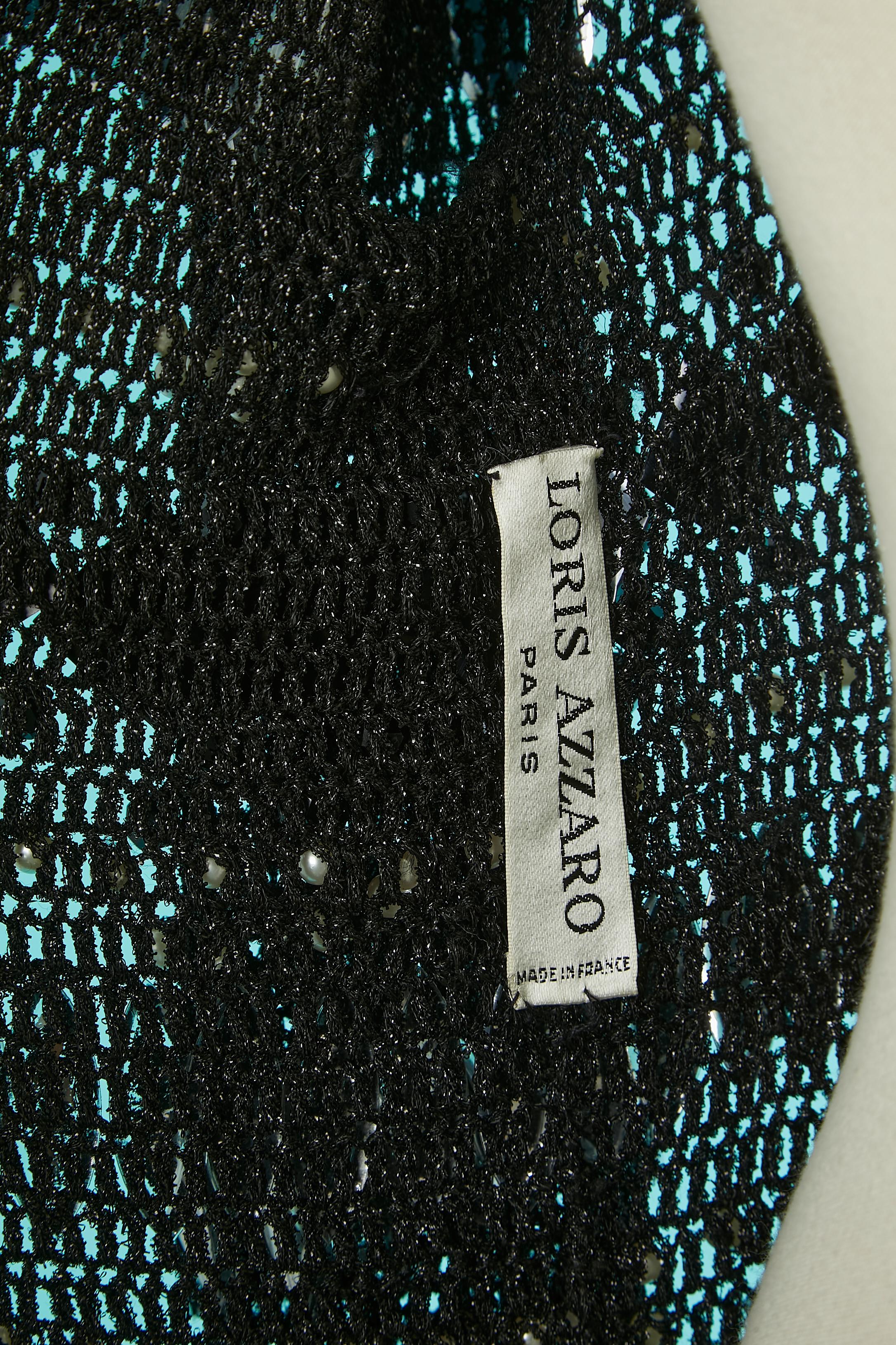 Black lurex knit evening coat with beadwork Loris Azzaro  For Sale 3