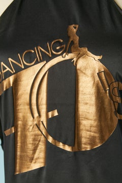 Black lycra backless top with copper print on D&G by Dolce & Gabbana NEW