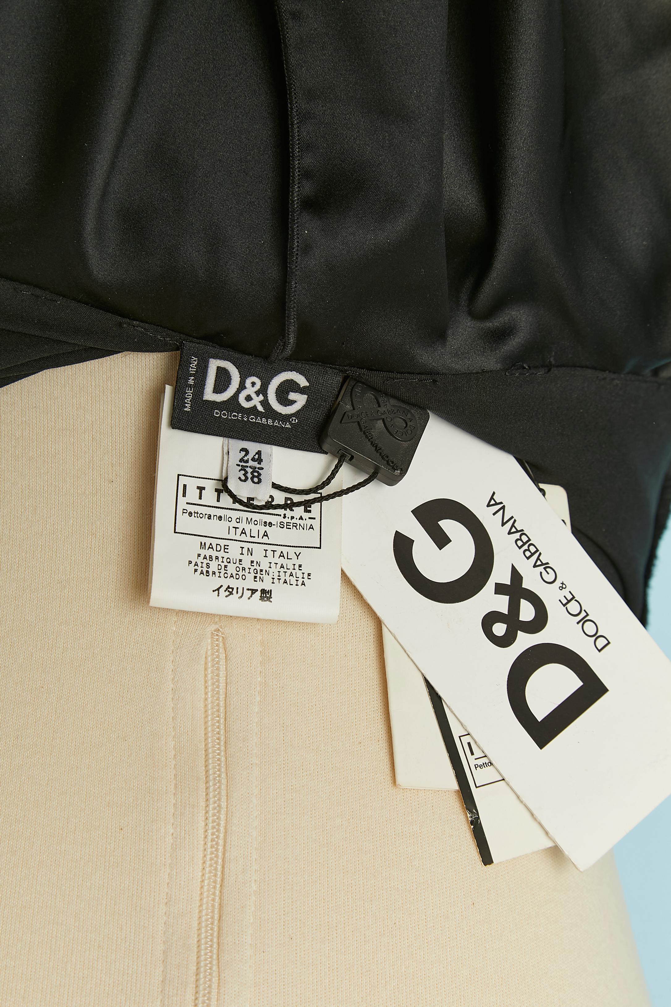 Top senza schienale in lycra nera con stampa rame su D&G by Dolce & Gabbana NUOVO in vendita 3
