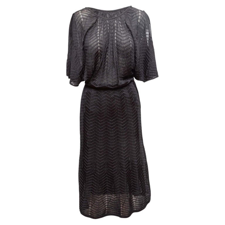 Black M Missoni Sheer Chevron Knit Dress Size IT 40 For Sale at 1stDibs
