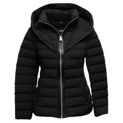 Black Mackage Leather-Trimmed Hooded Down Puffer Jacket Size US S